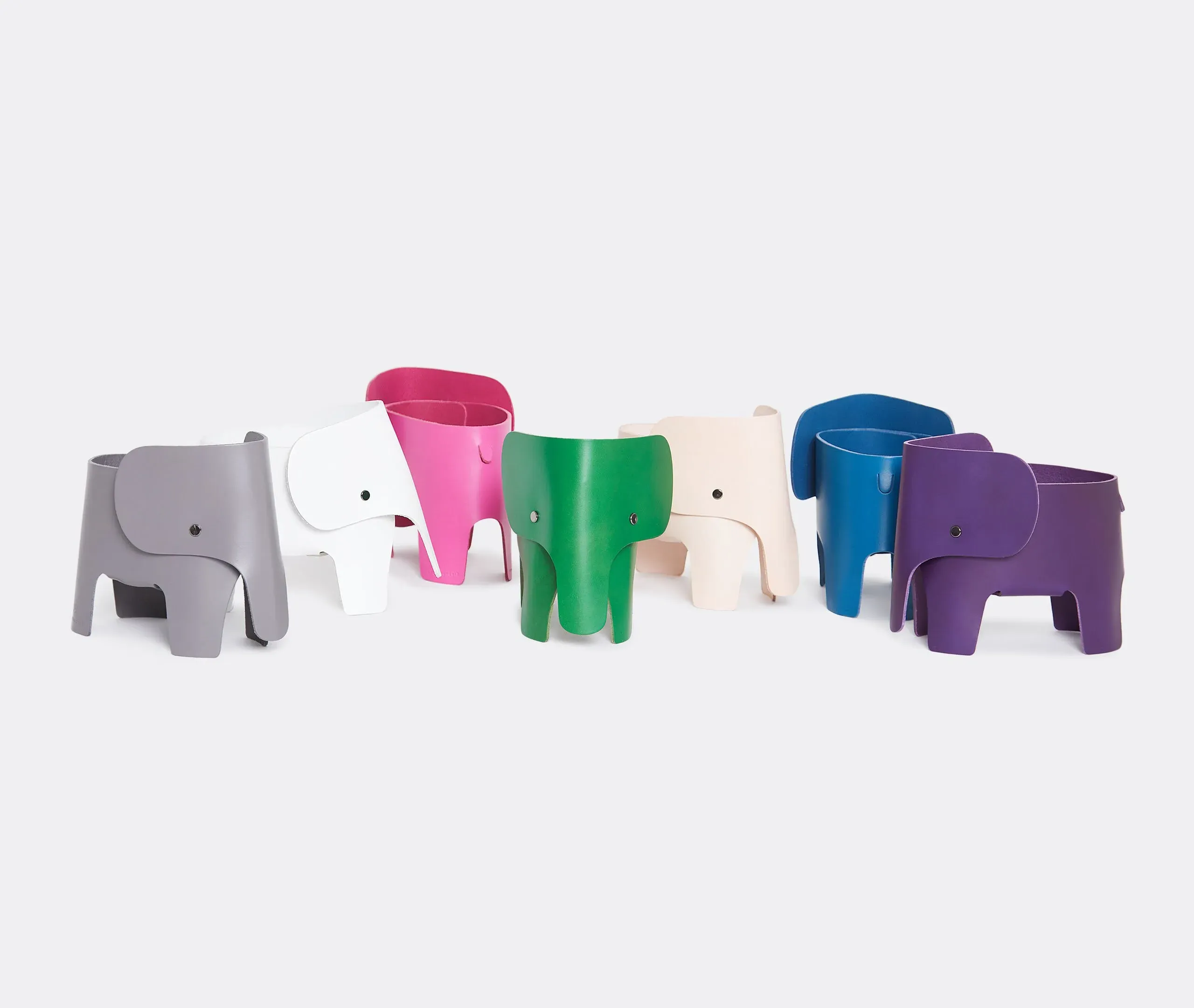 Elephant Table Lamp with Dimmer - Grey, Leather