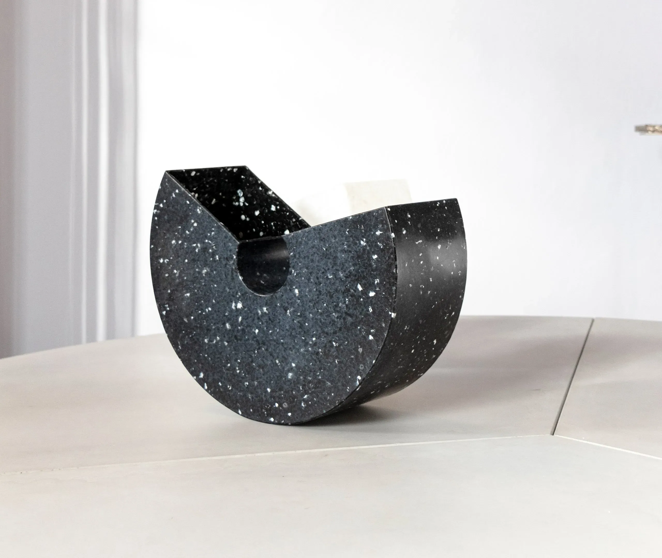 Rock Desk Bin with Compartments - Black