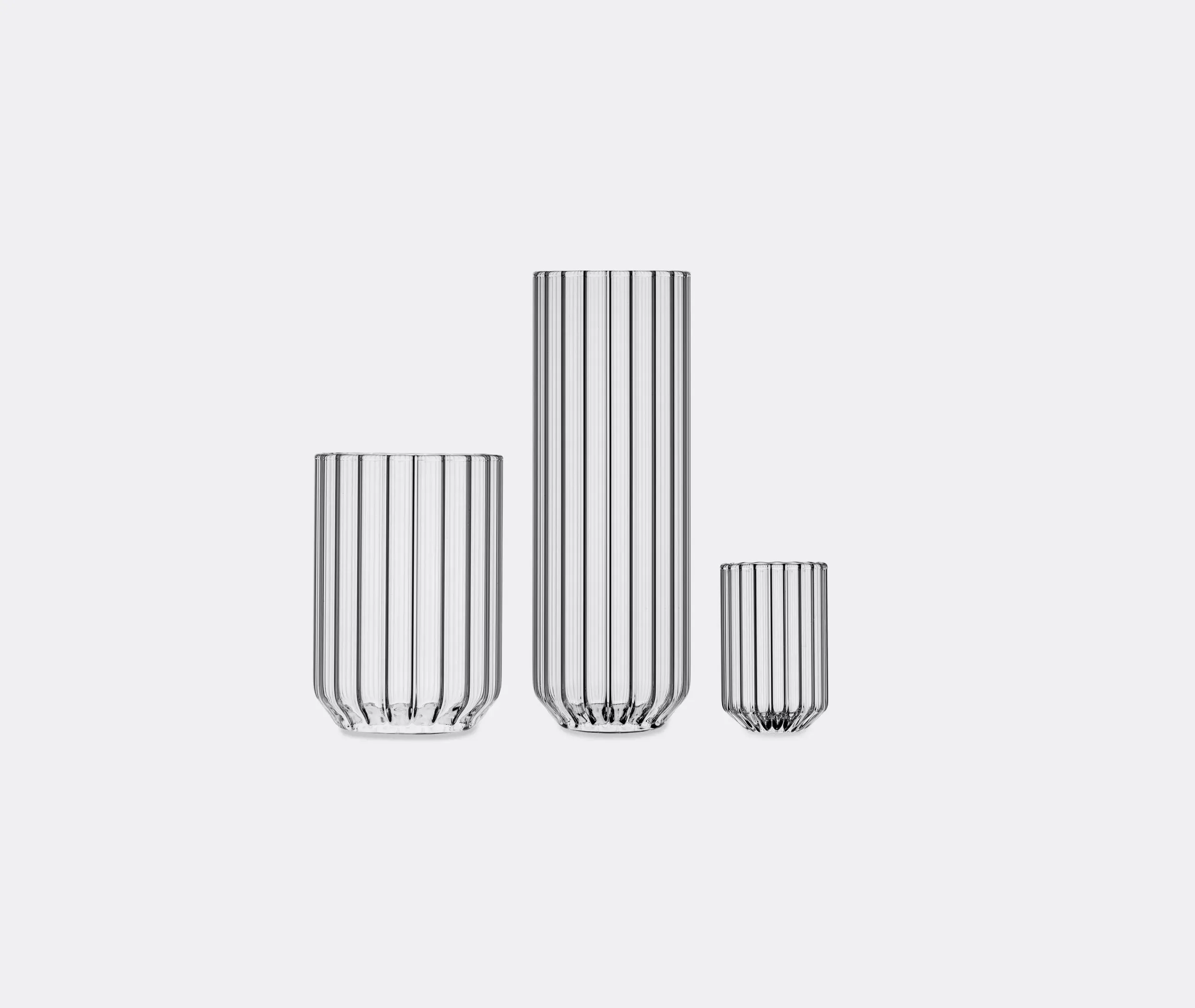 Glass Set of Two with Linear Detail - Clear