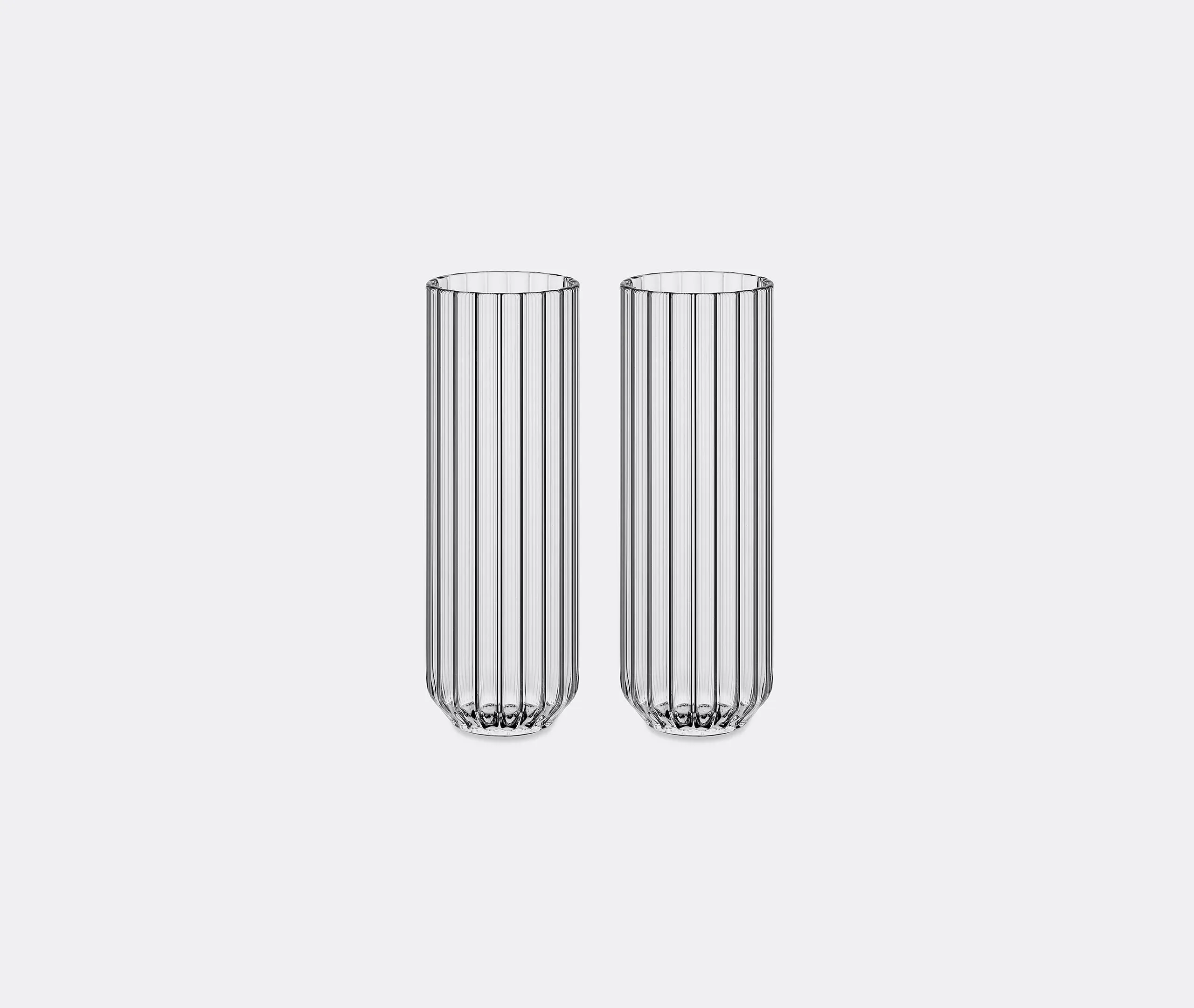 Glass Set of Two with Linear Detail - Clear