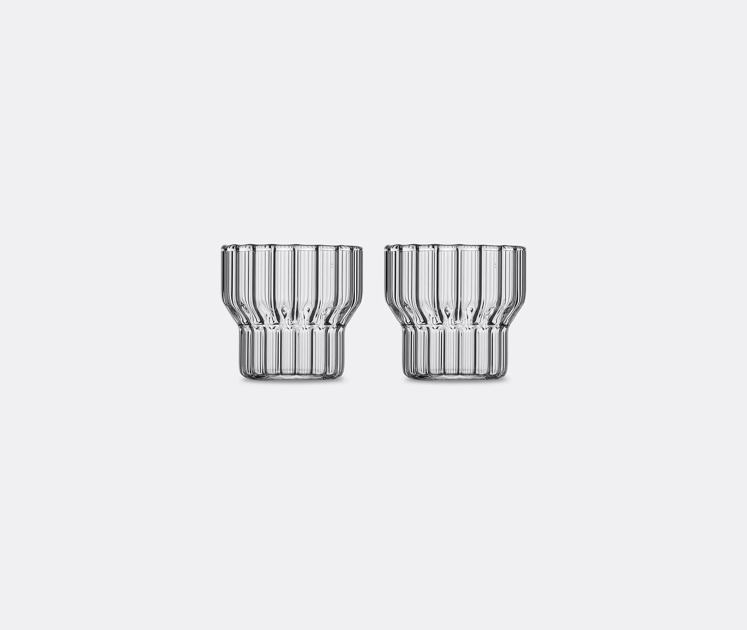 Glass Set with Linear Detail - Clear, Glass