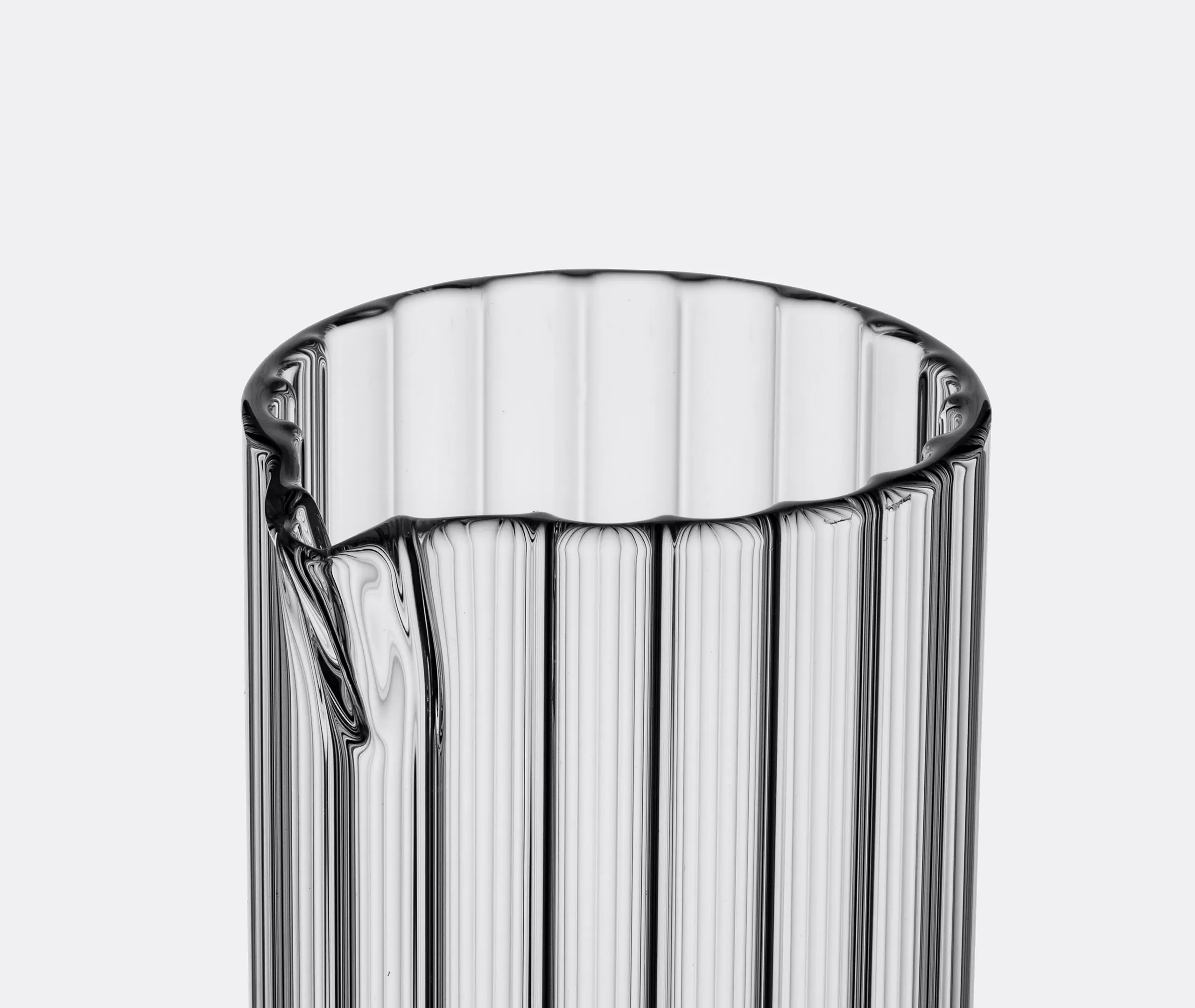 Tall Carafe with Linear Detail - Clear Glass
