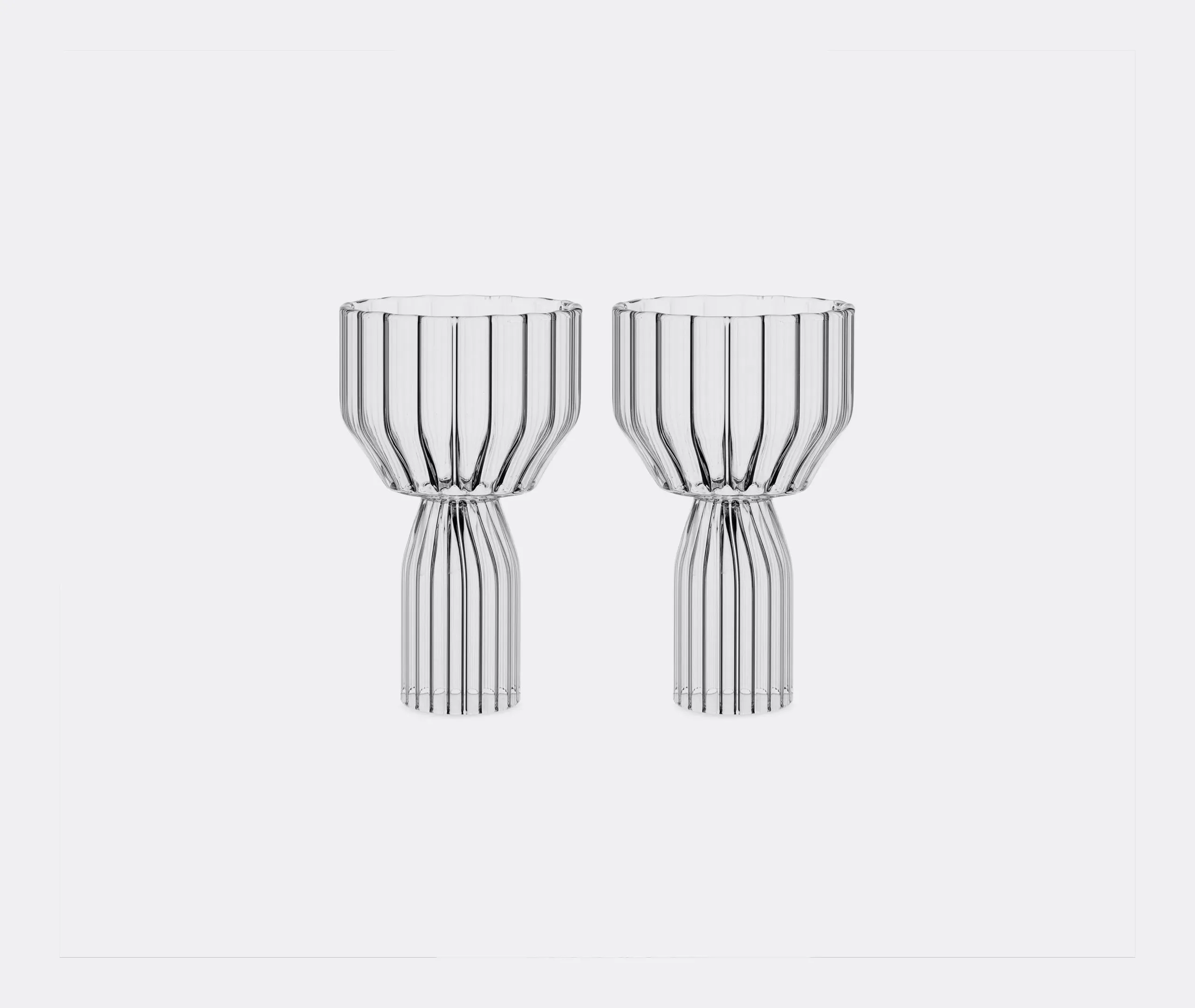 Water Goblet Set with Fluted Design - Clear Glass image