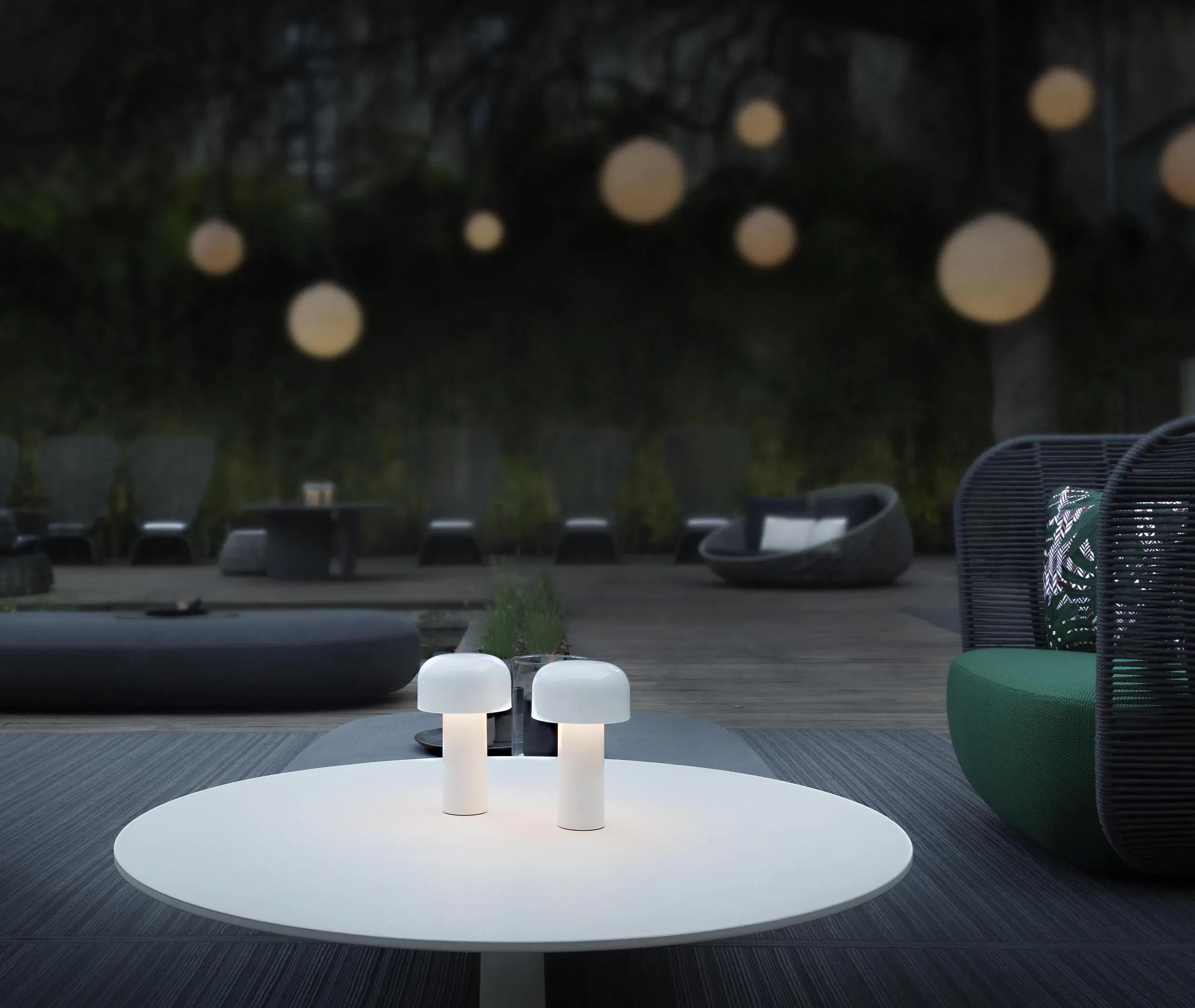 Bellhop Portable Table Lamp with Dimmer - White