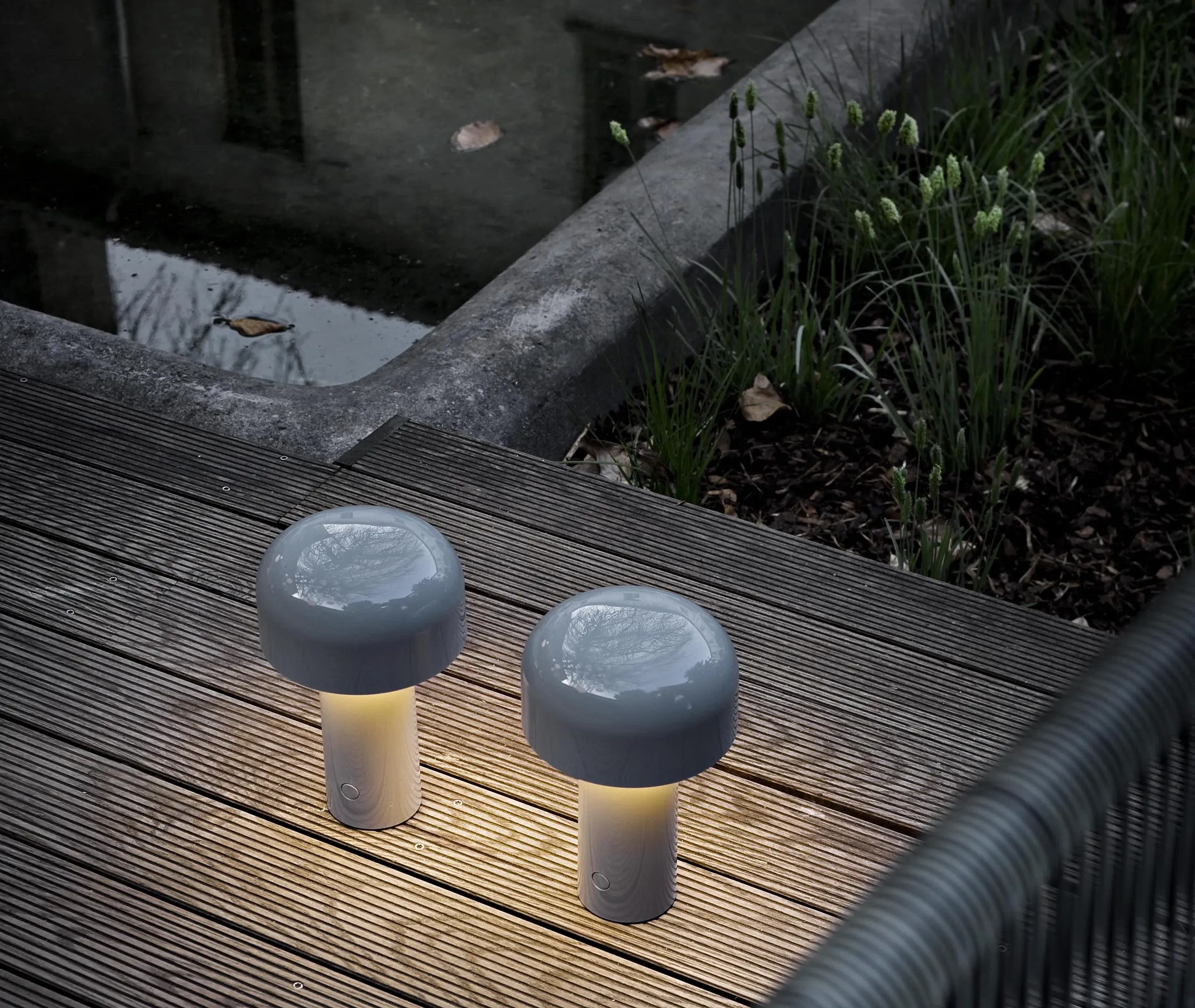 Portable Table Lamp with Dimmer - Grey Blue