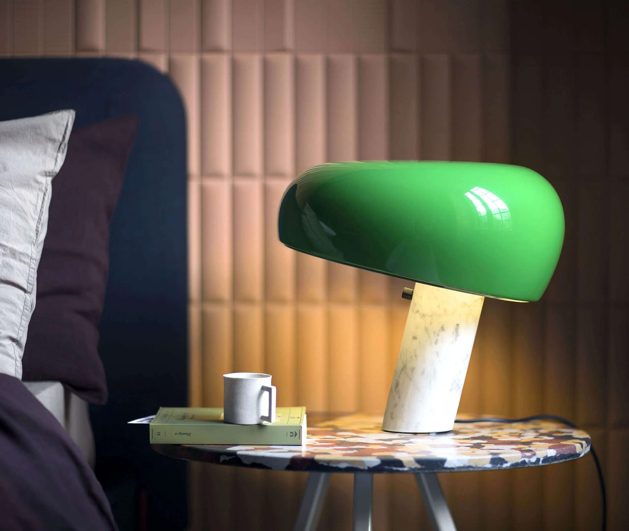 Snoopy Table Lamp with Touch Dimmer - Green, Marble