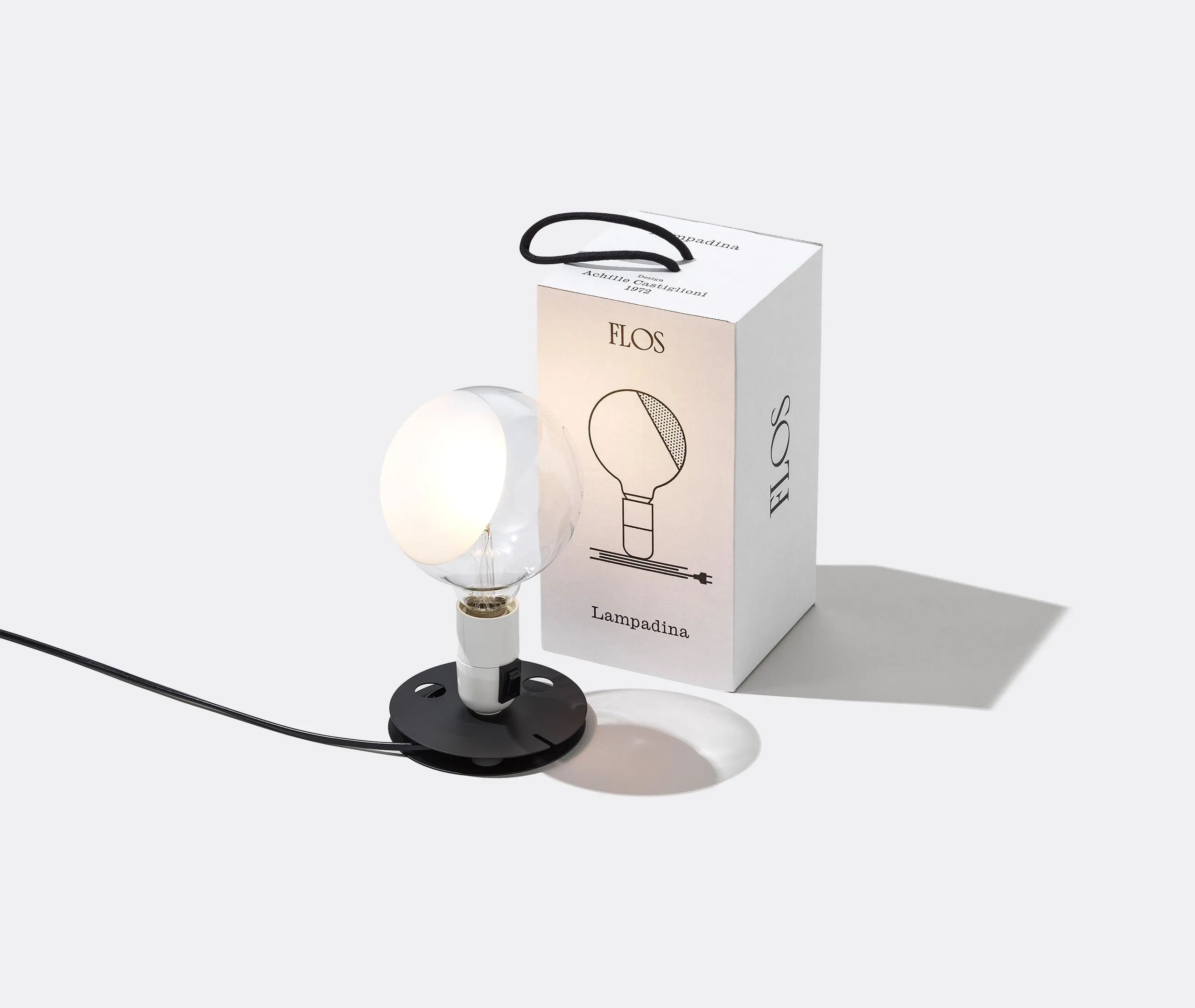 Table Lamp with EU Plug - White, Glass