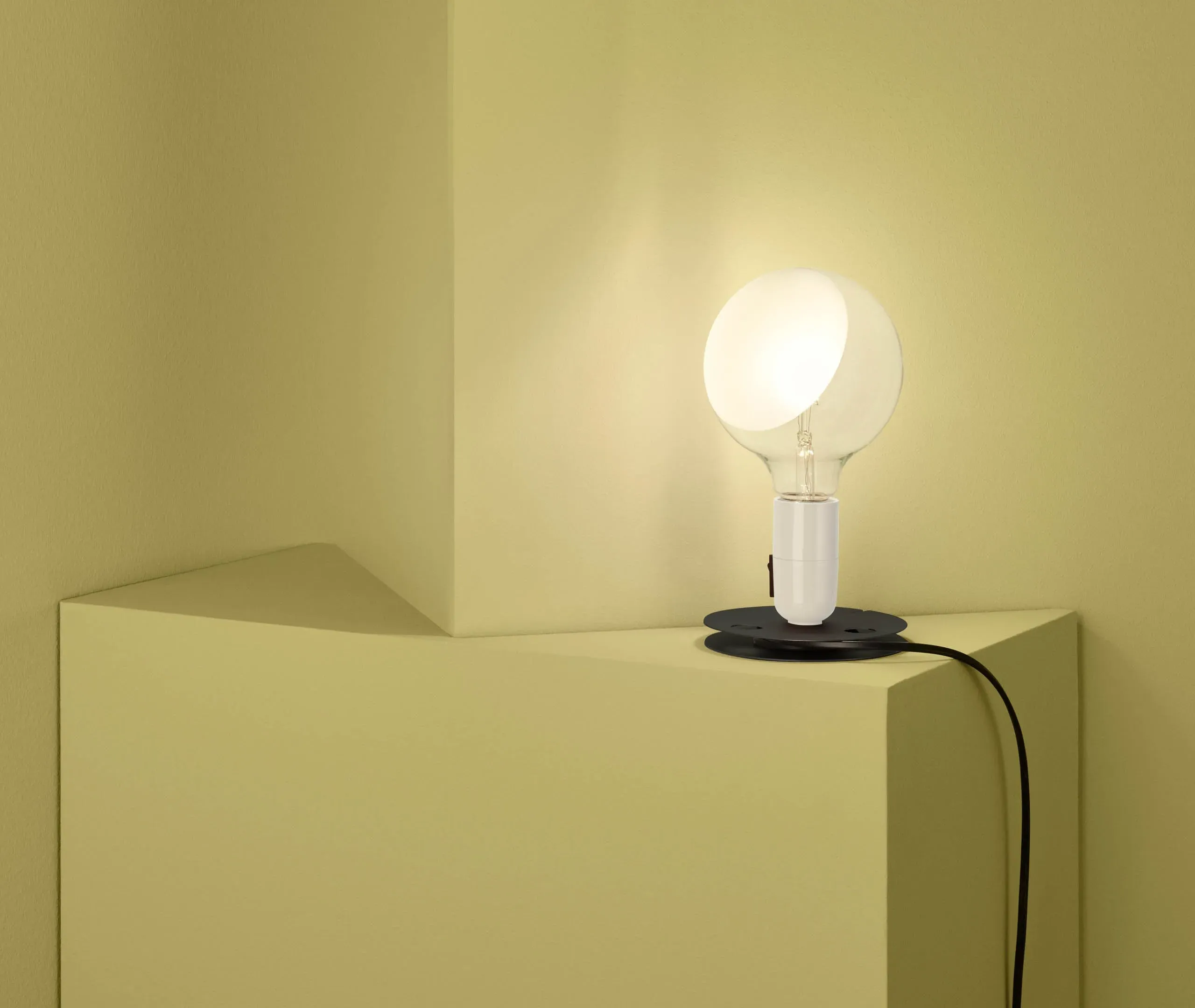 Table Lamp with EU Plug - White, Glass