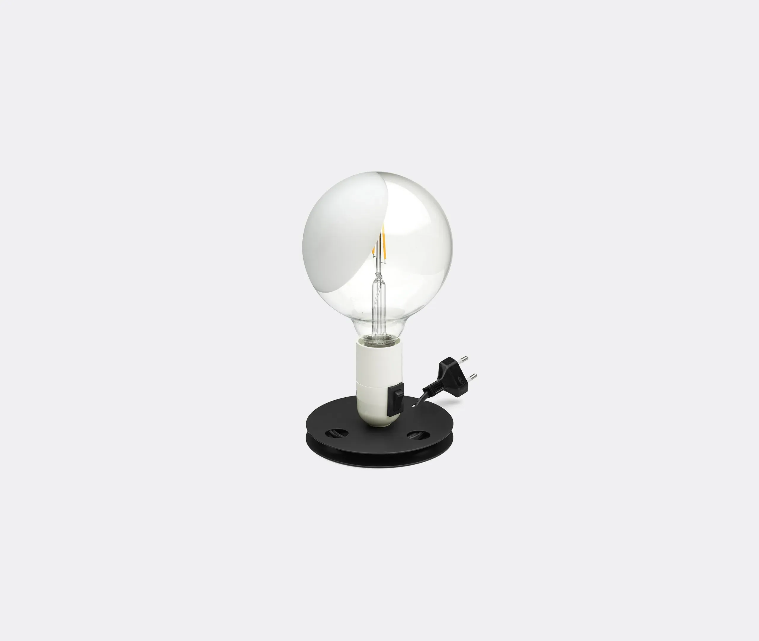 Table Lamp with UK Plug - White, Glass image