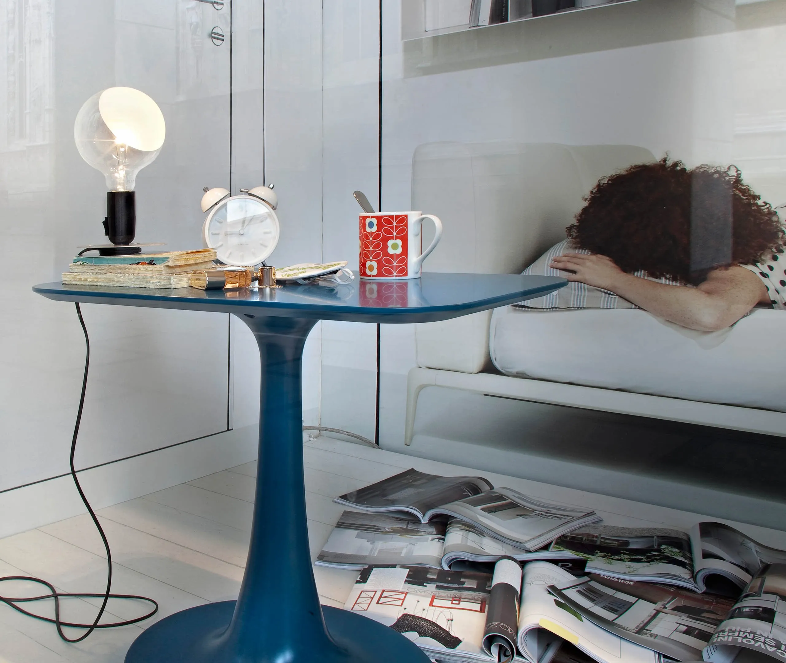 Table Lamp with US Plug - Black, Glass
