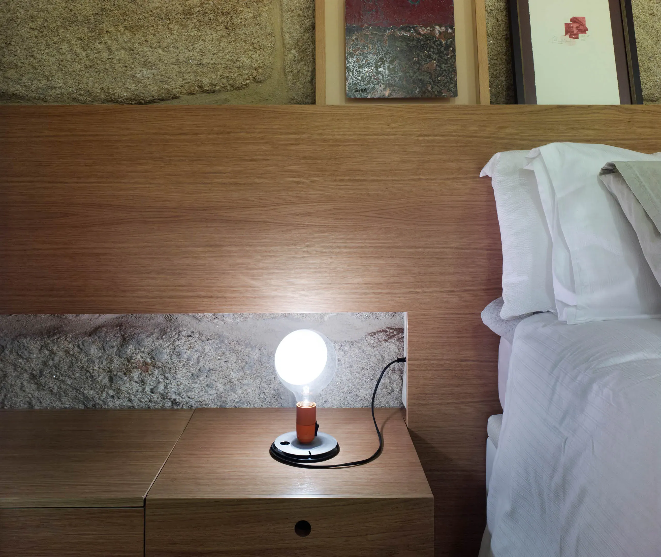 Table Lamp with US Plug - Orange, Glass