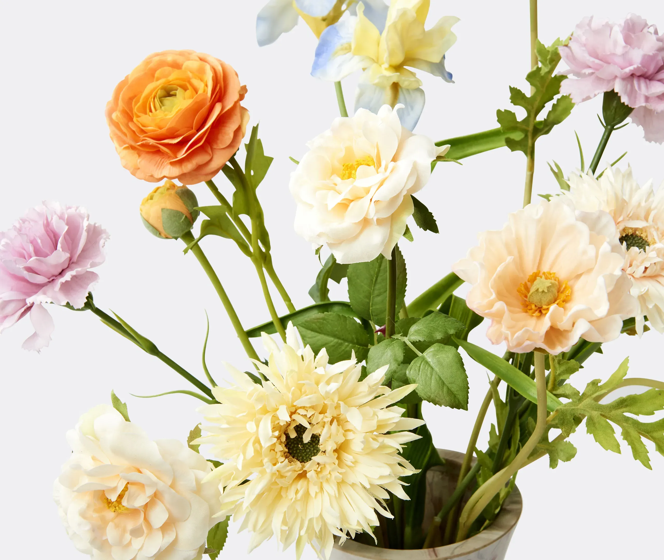 Blue Iris and Orange Rose Mix Bouquet Set of Twelve - Multicolour alternate view
