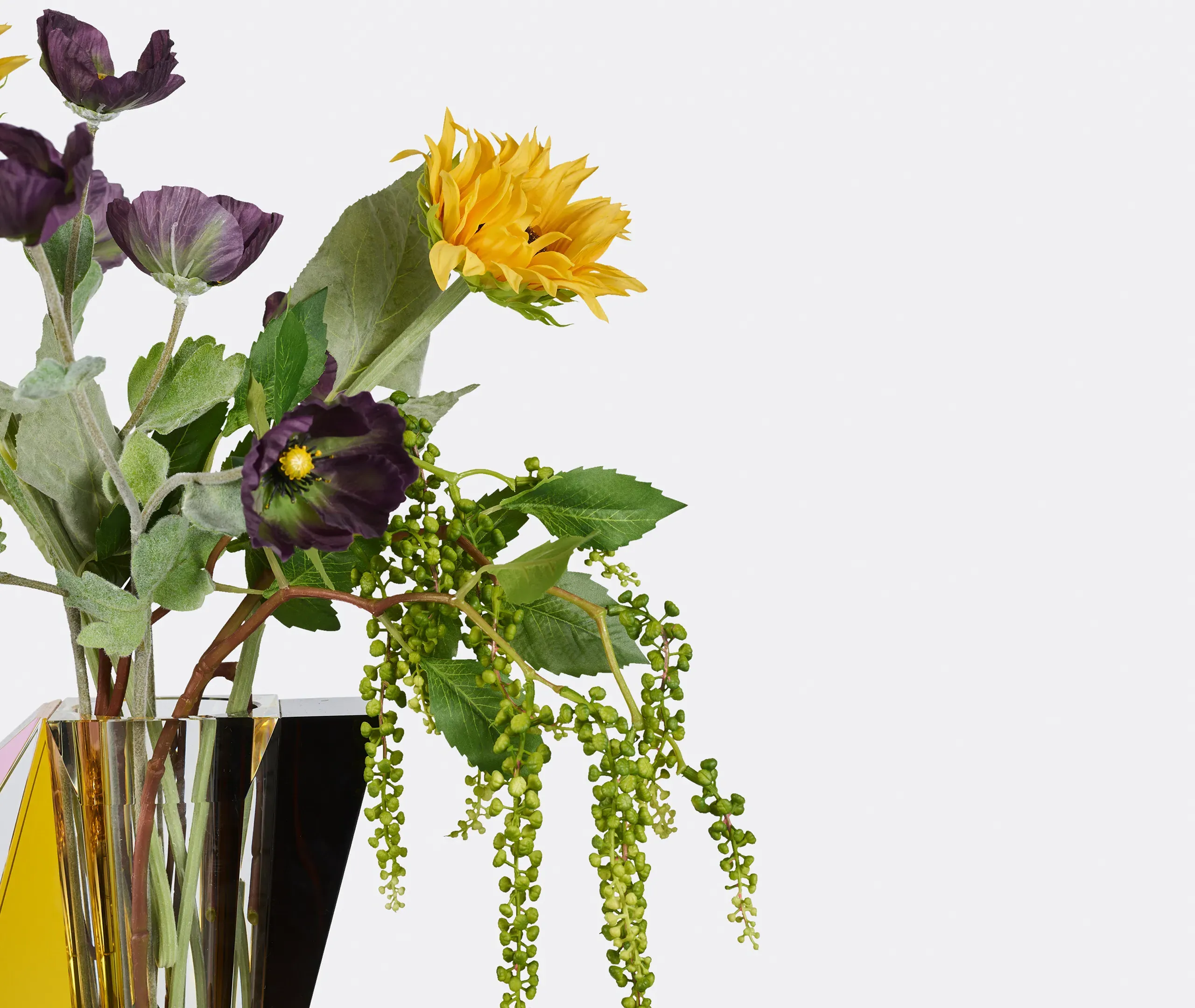 Flowerism Studio Sunflower & Purple Poppy Mix Bouquet Set of 8 - Multicolour alternate view