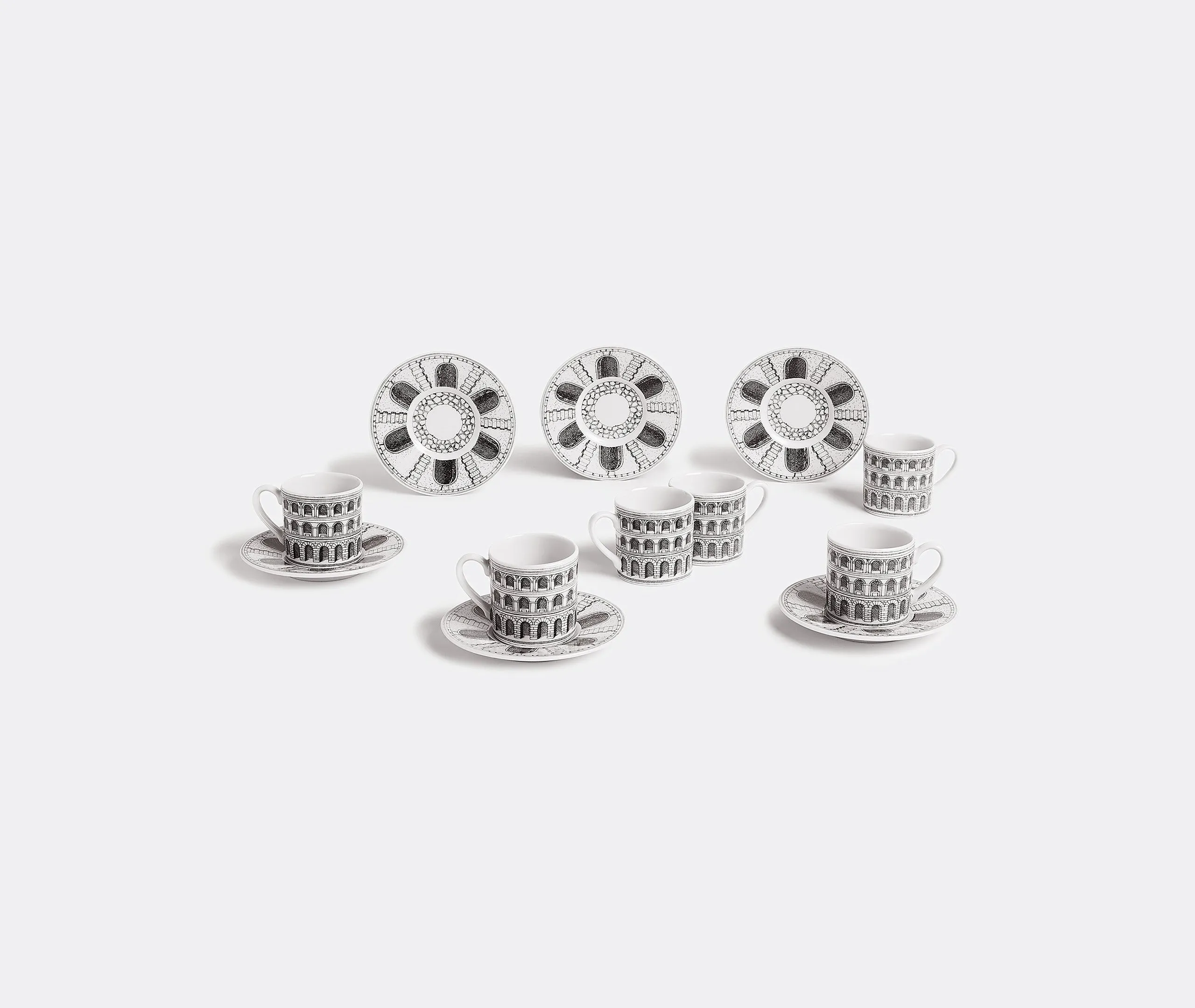 6-Piece Coffee Cup Set - Black & White, Ceramic