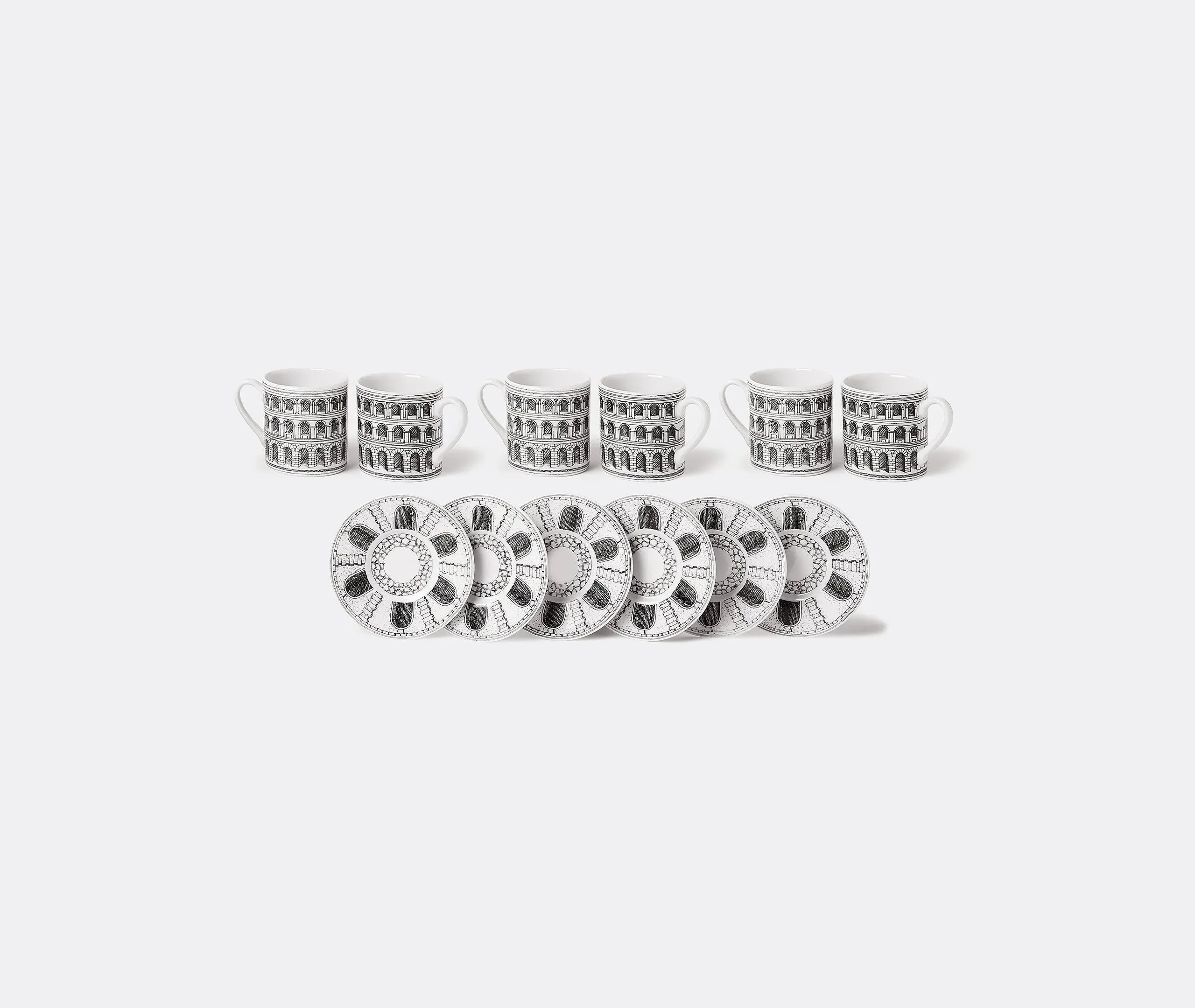 6-Piece Coffee Cup Set - Black & White, Ceramic image