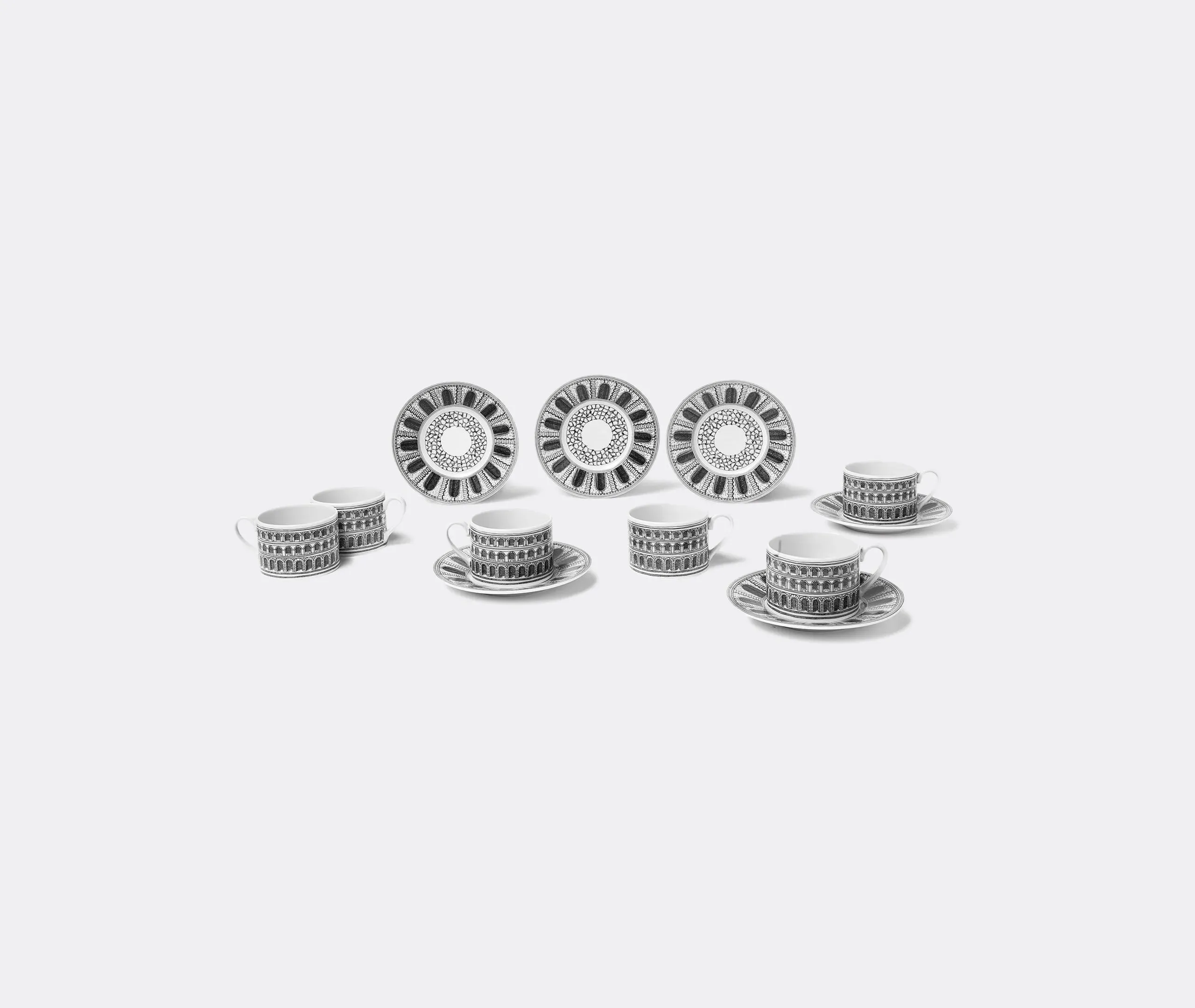 Architettura Teacup and Saucer Set of 6 - Black and White