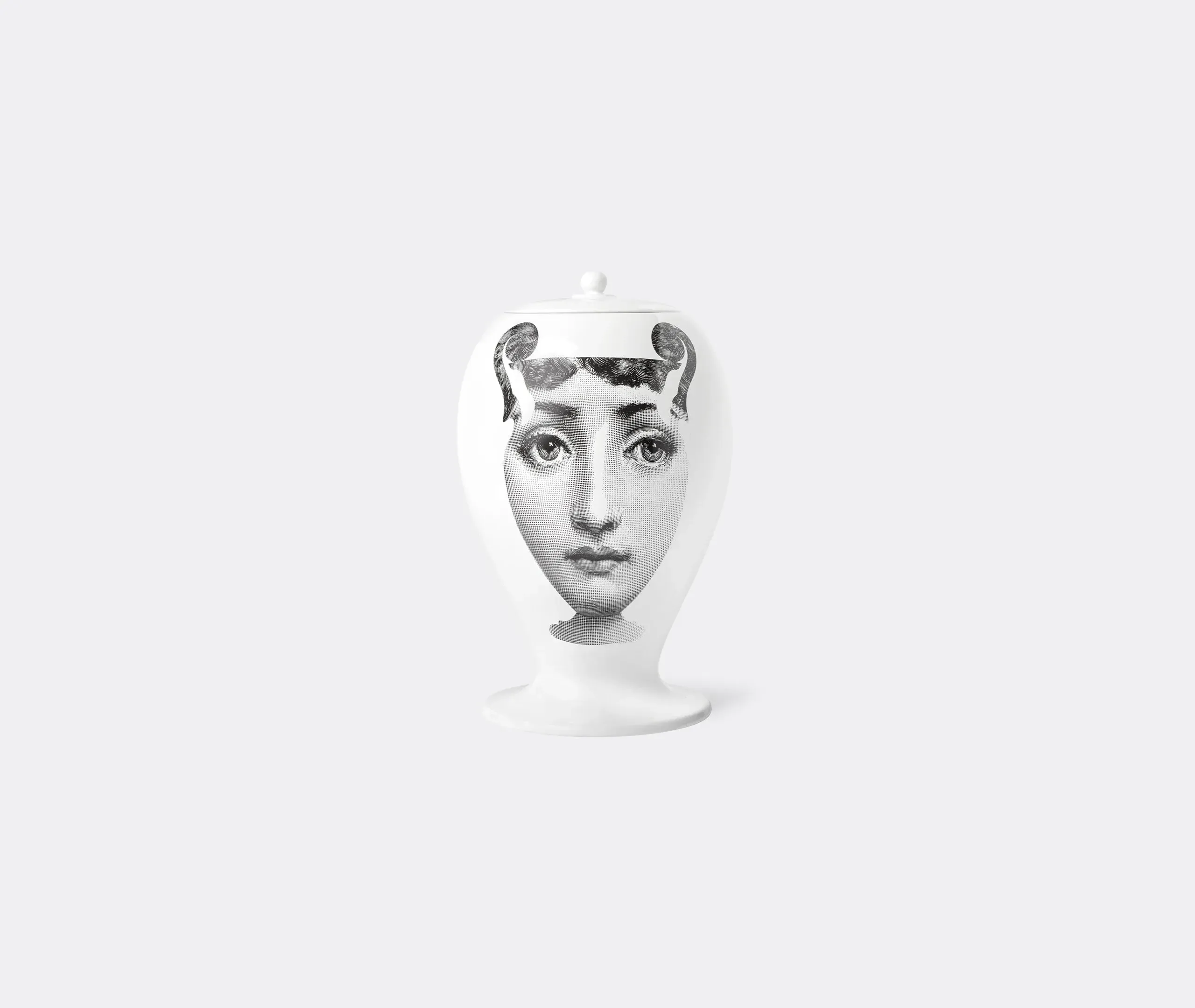 Decorative Vase with Face Design - Black, Ceramic