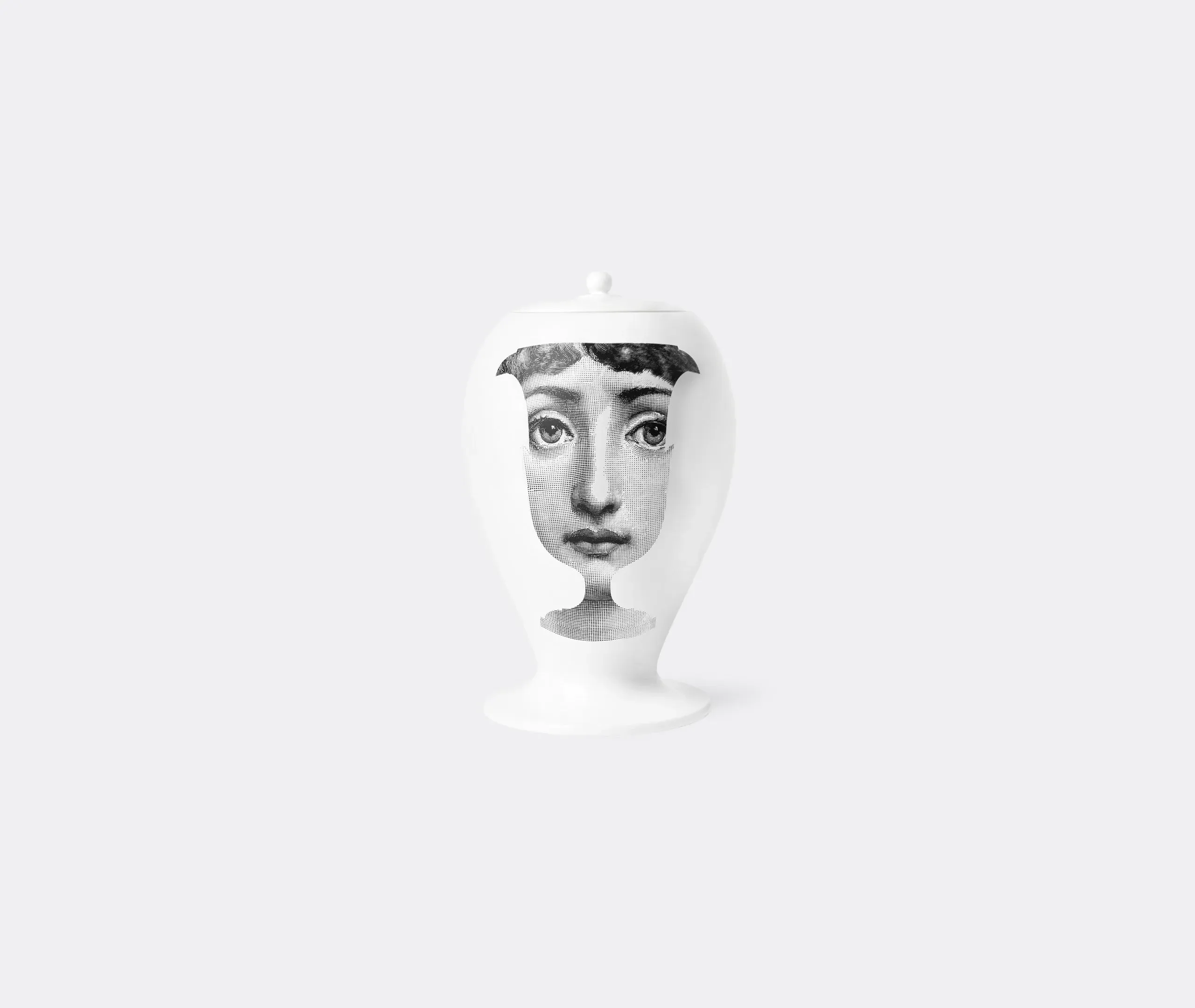 Decorative Vase with Face Design - Black, Ceramic