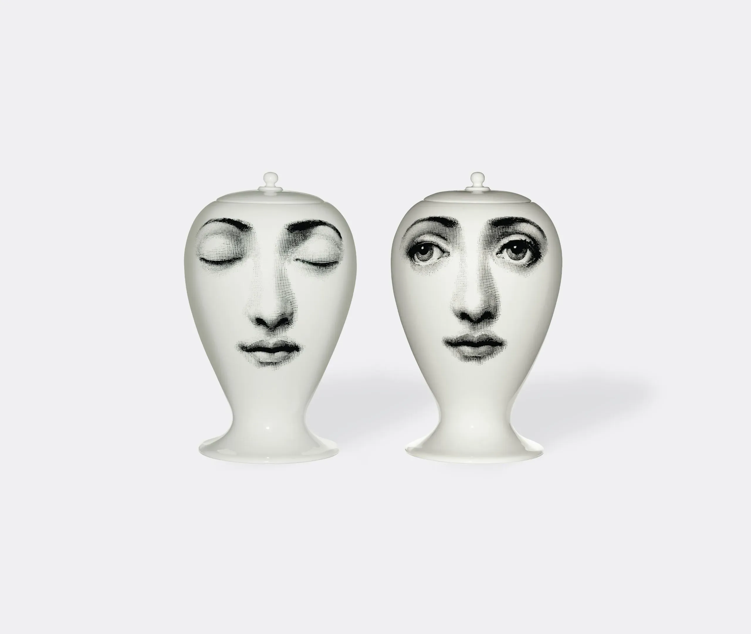 Decorative Vase with Face Design - White, Porcelain