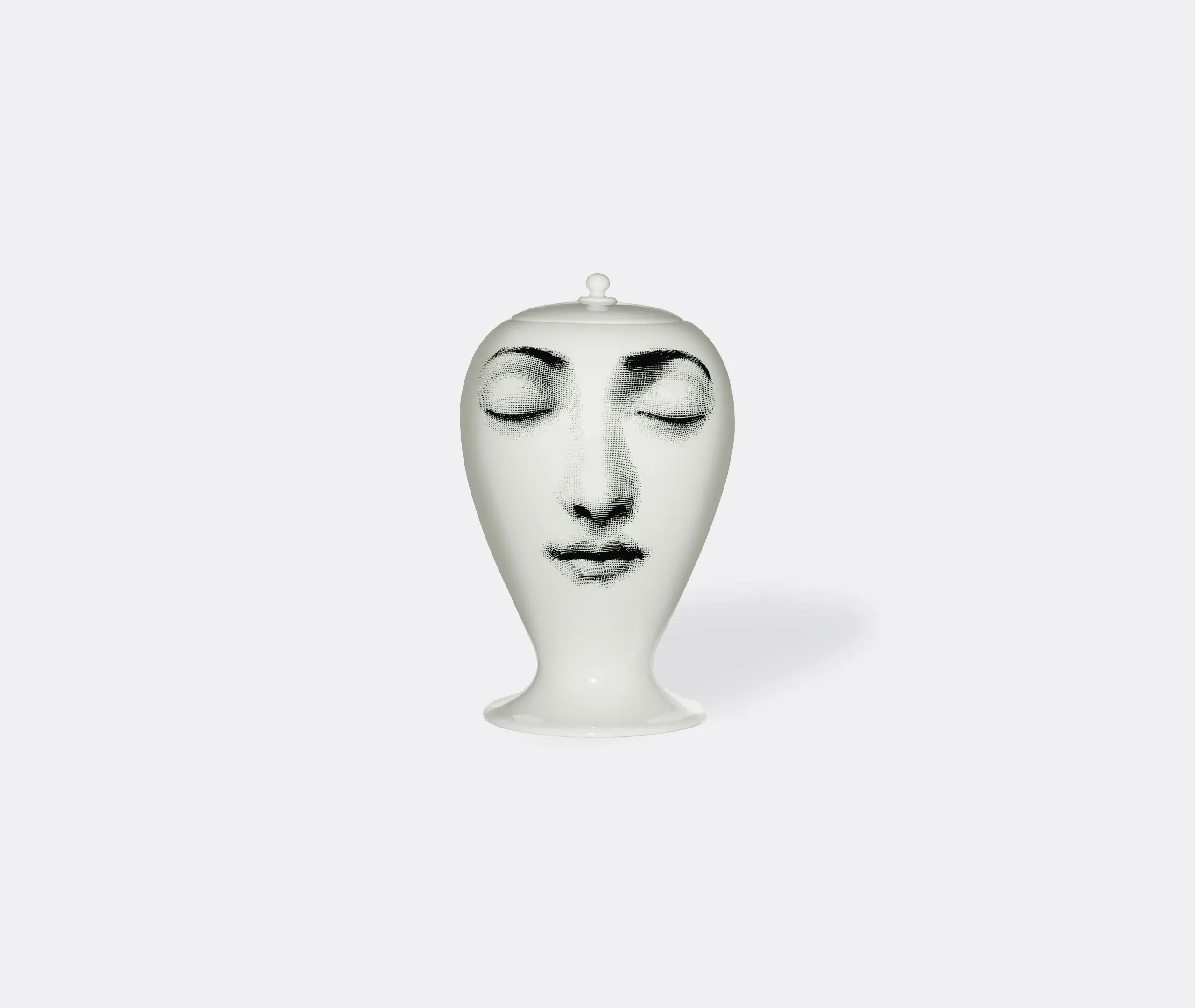Decorative Vase with Face Design - White, Porcelain
