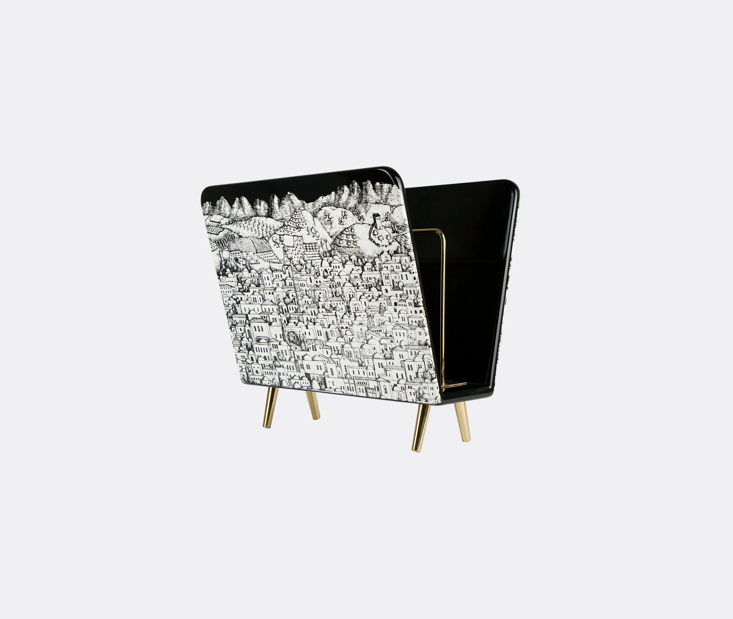 Magazine Rack with Gold Hardware - Multicolor