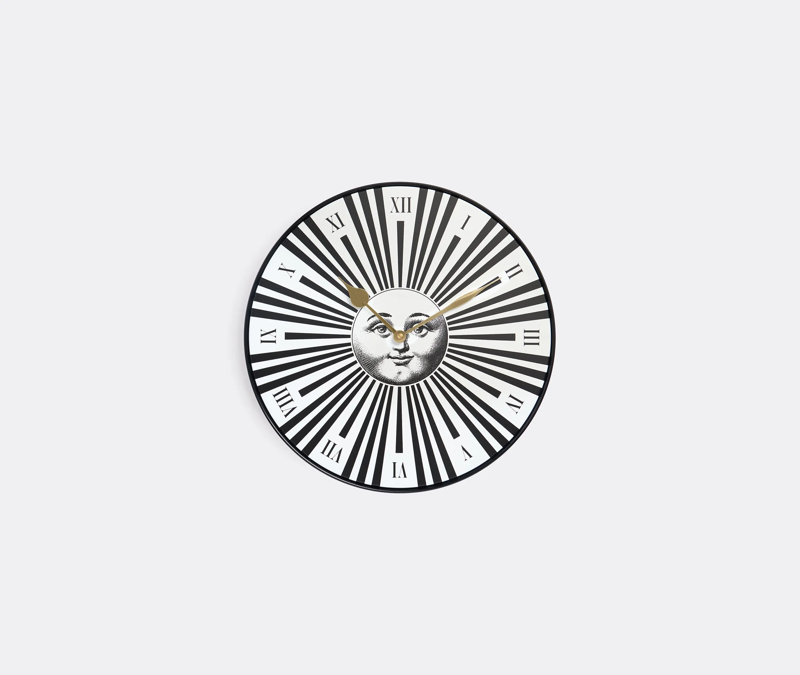 Round Wall Clock with Sun Design - Black/White image