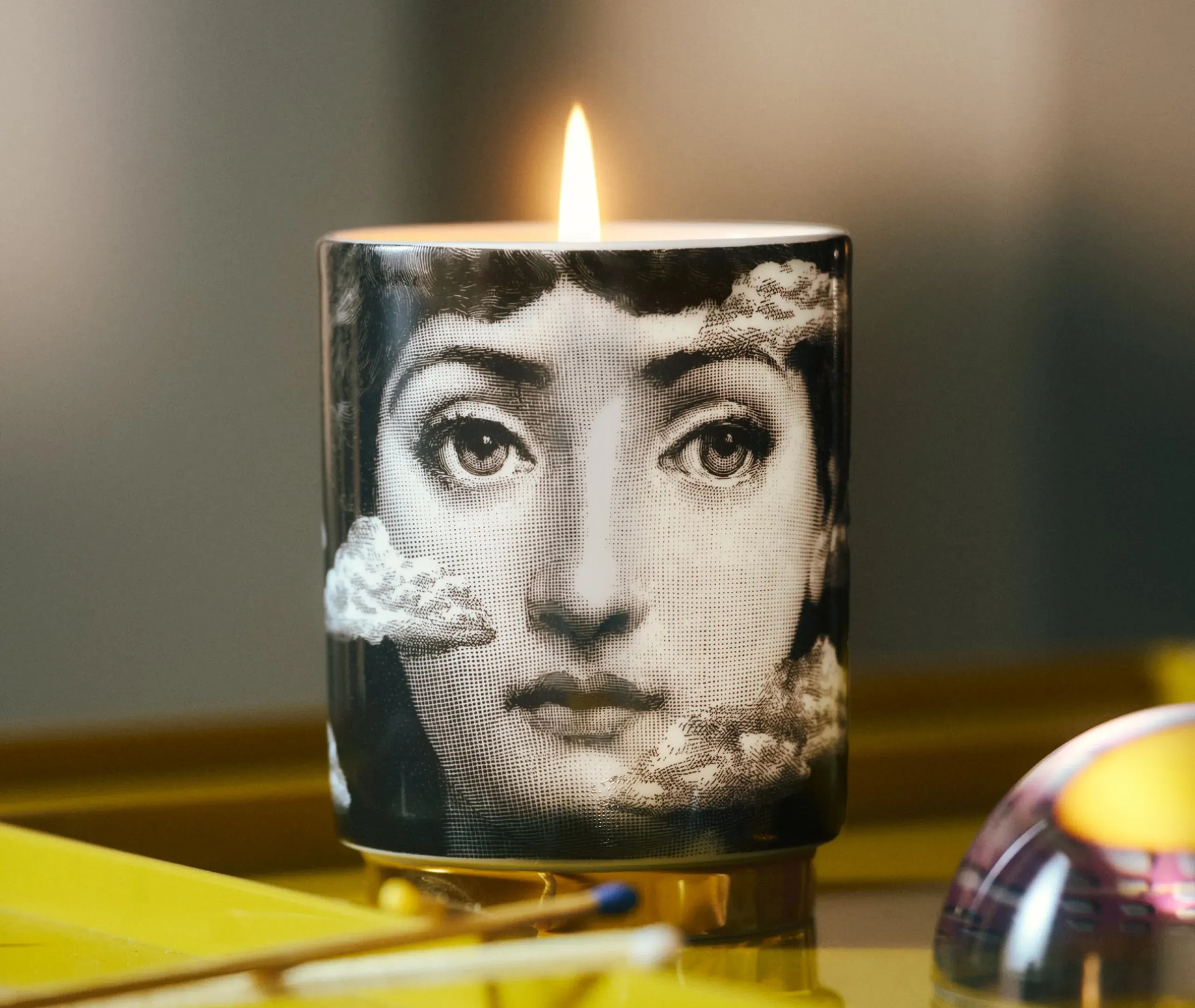 Scented Candle with Gold Finish - Multi, Porcelain