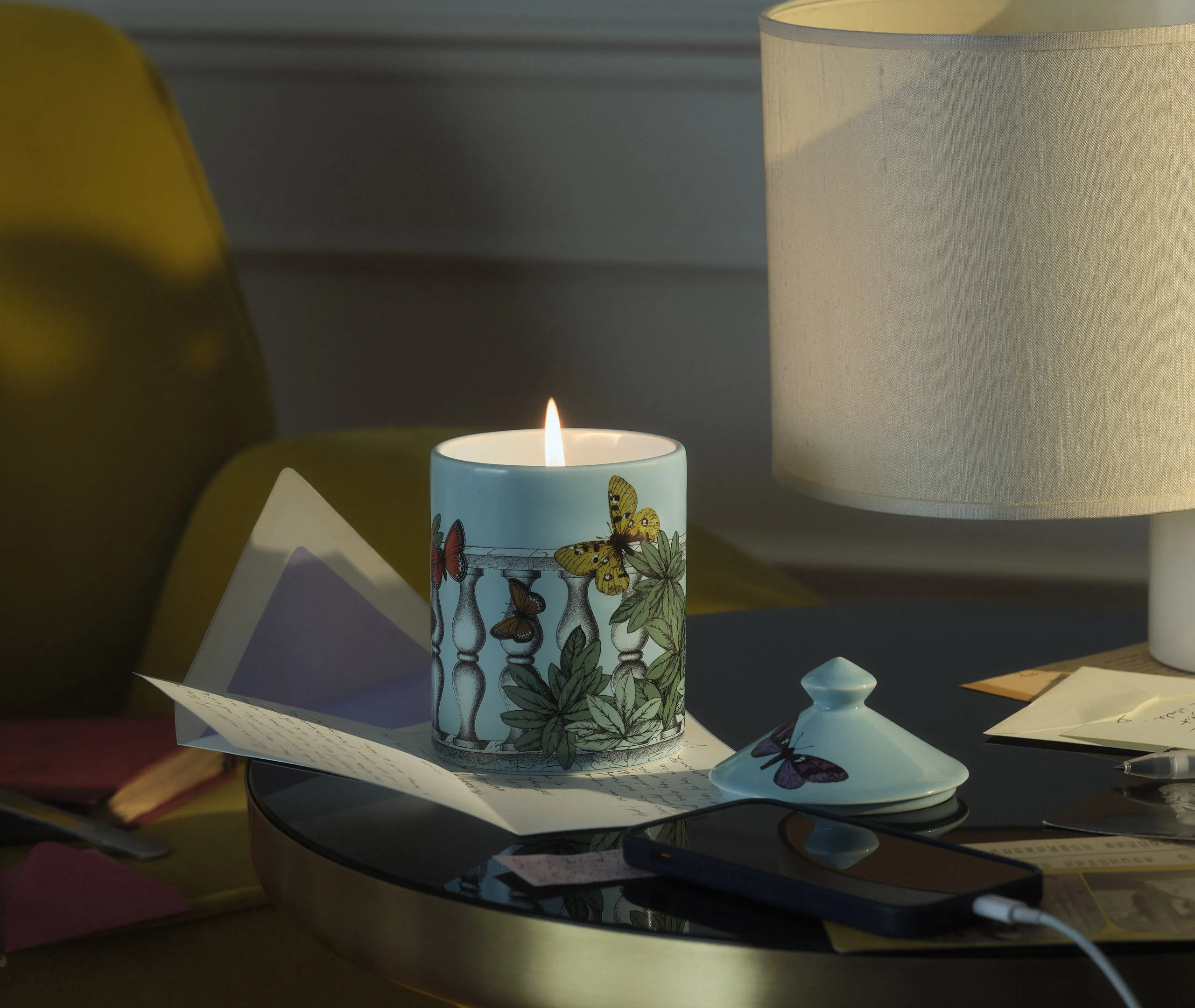 Se Poi Scented Candle Farfalle E Balaustra - Multicolour, Ceramic