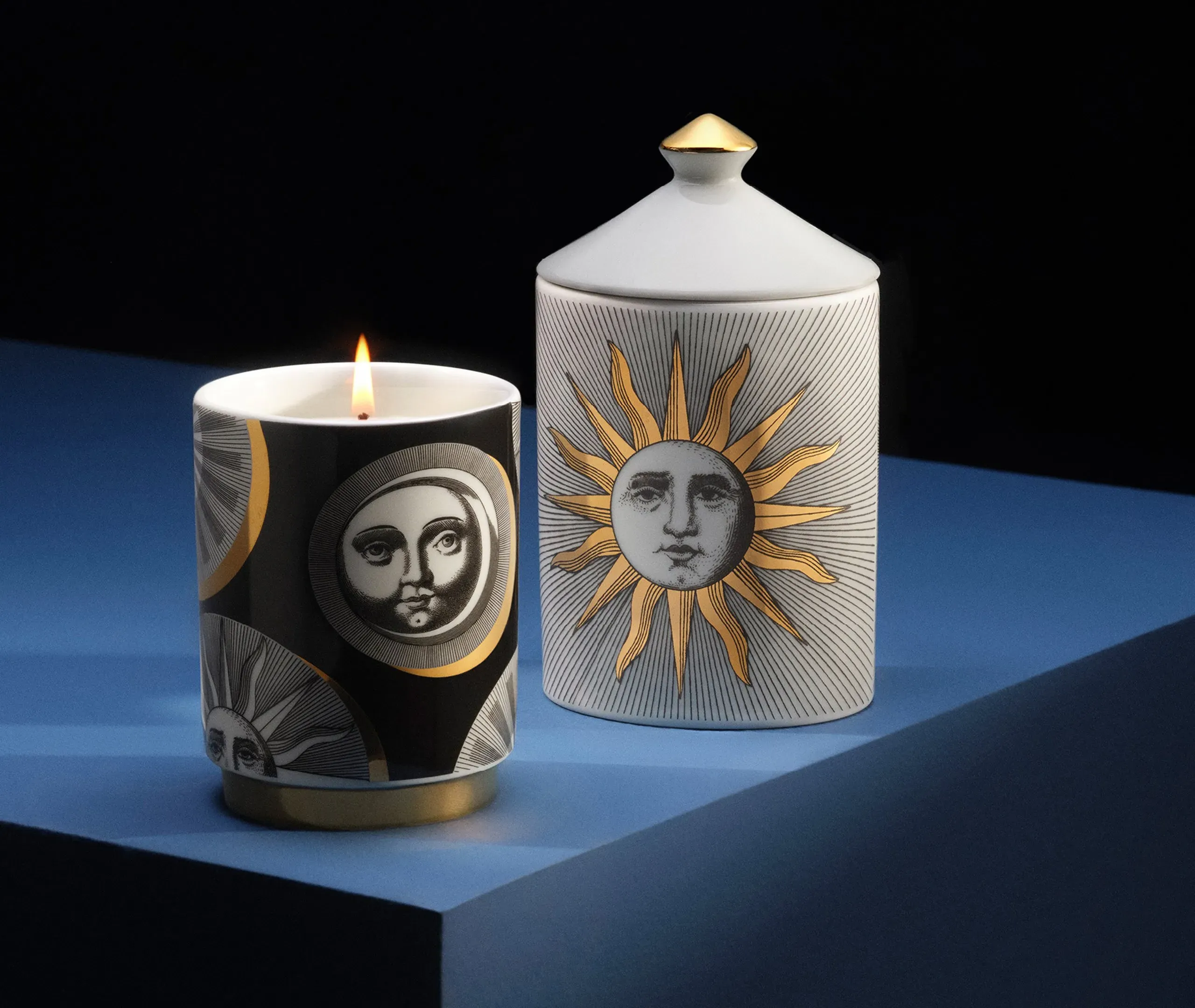 Soli E Lune Scented Candle - Gold/Black/White, Porcelain