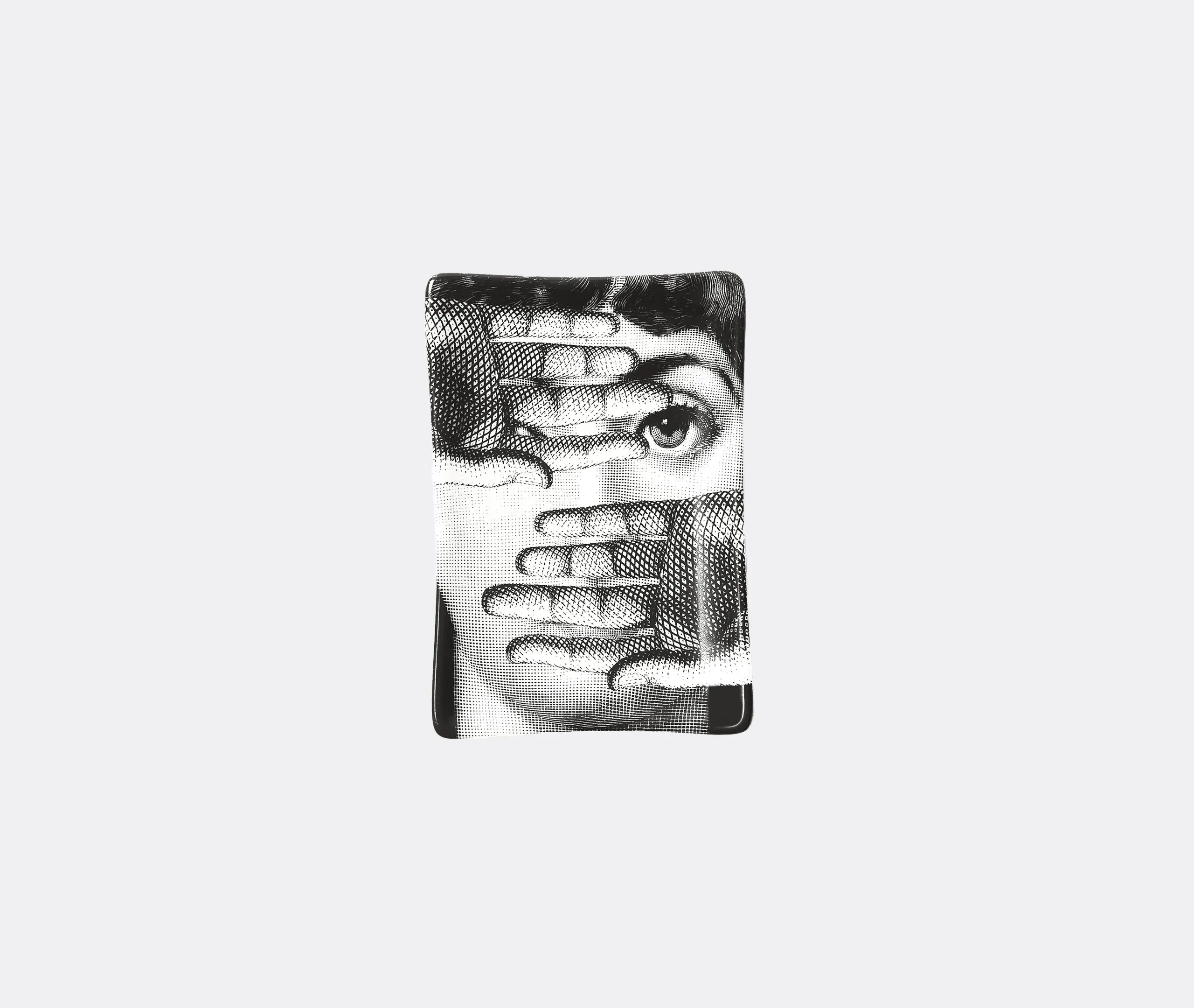 Tema e Variazioni N.154 Rectangular Ashtray - Black and White, Porcelain product