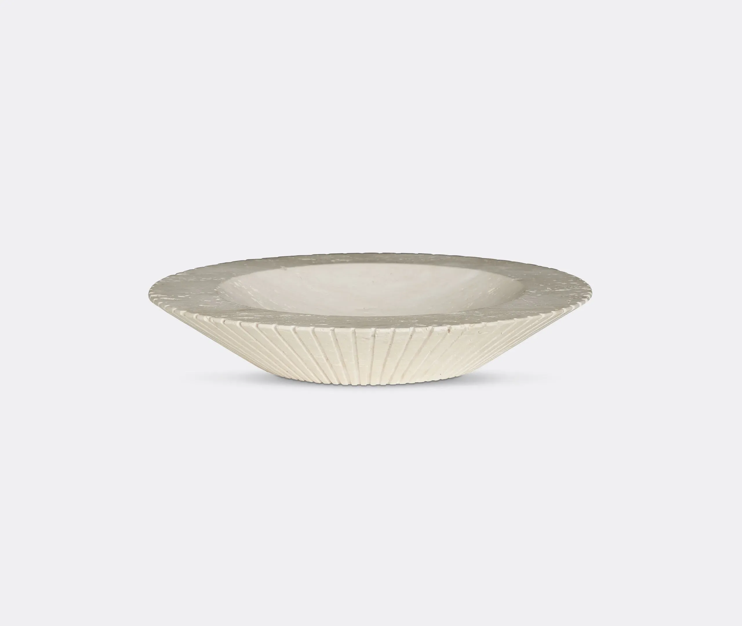 Decorative Bowl with Grooved Edge - Beige, Travertine image