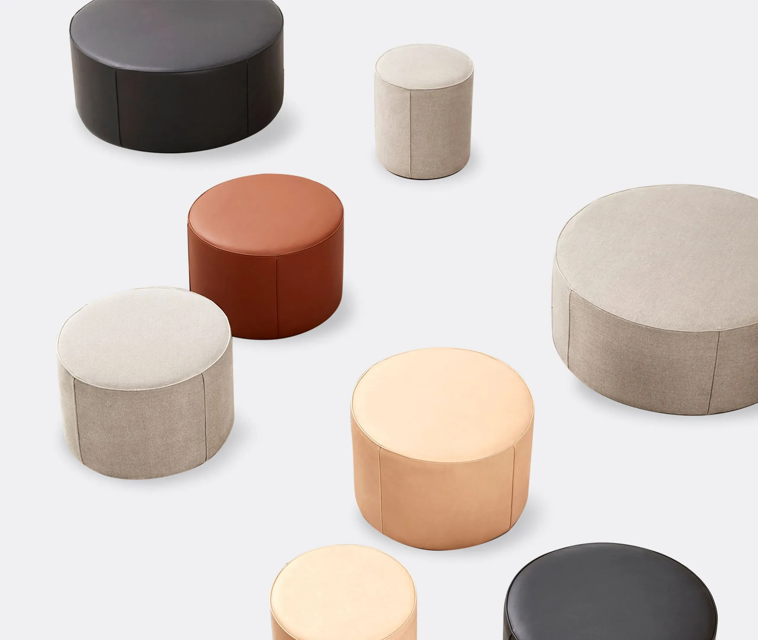 Tall Pouf with Foam Padding - Beige