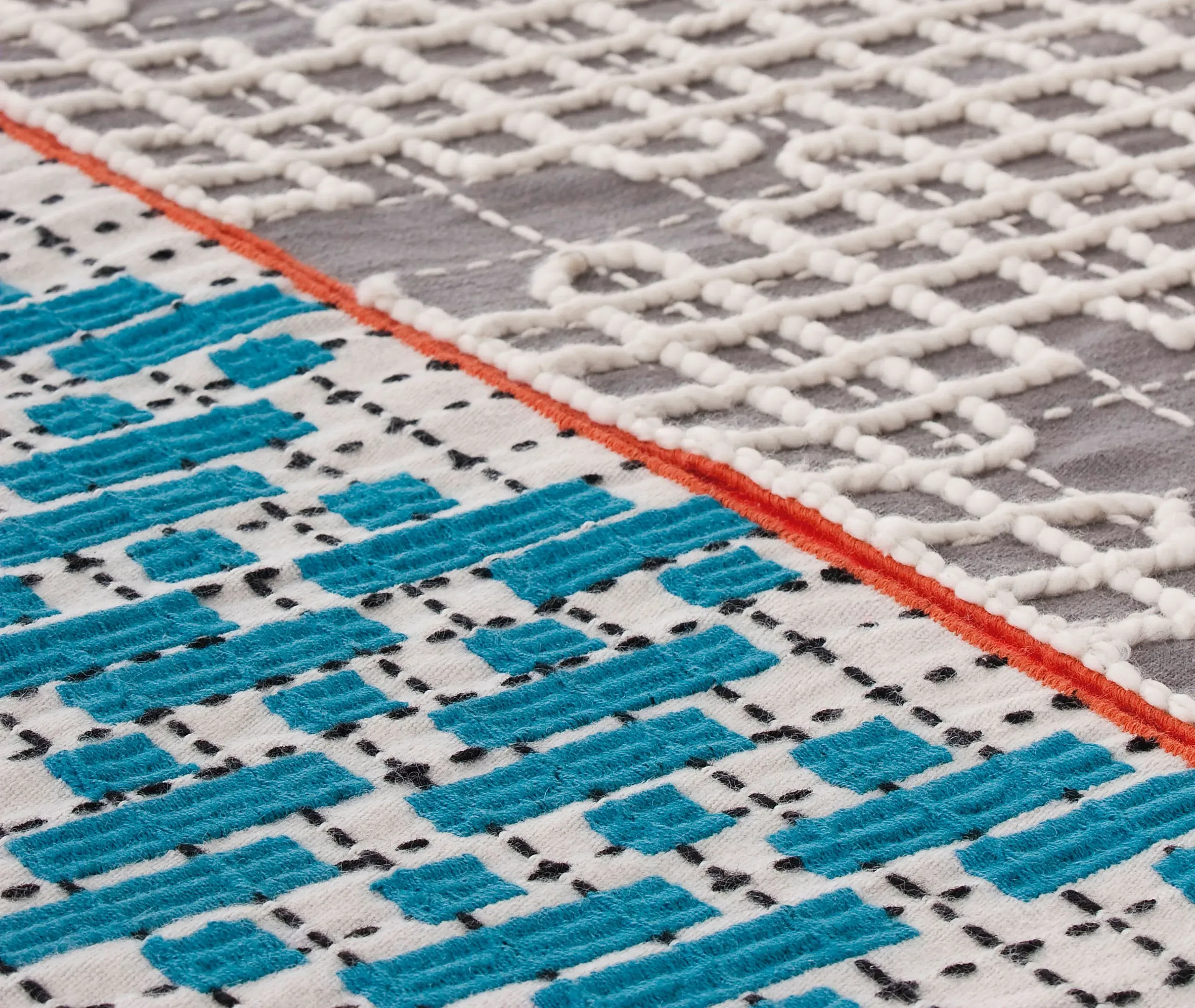 Bandas C Turquoise Runner Rug - Multicolor, Wool