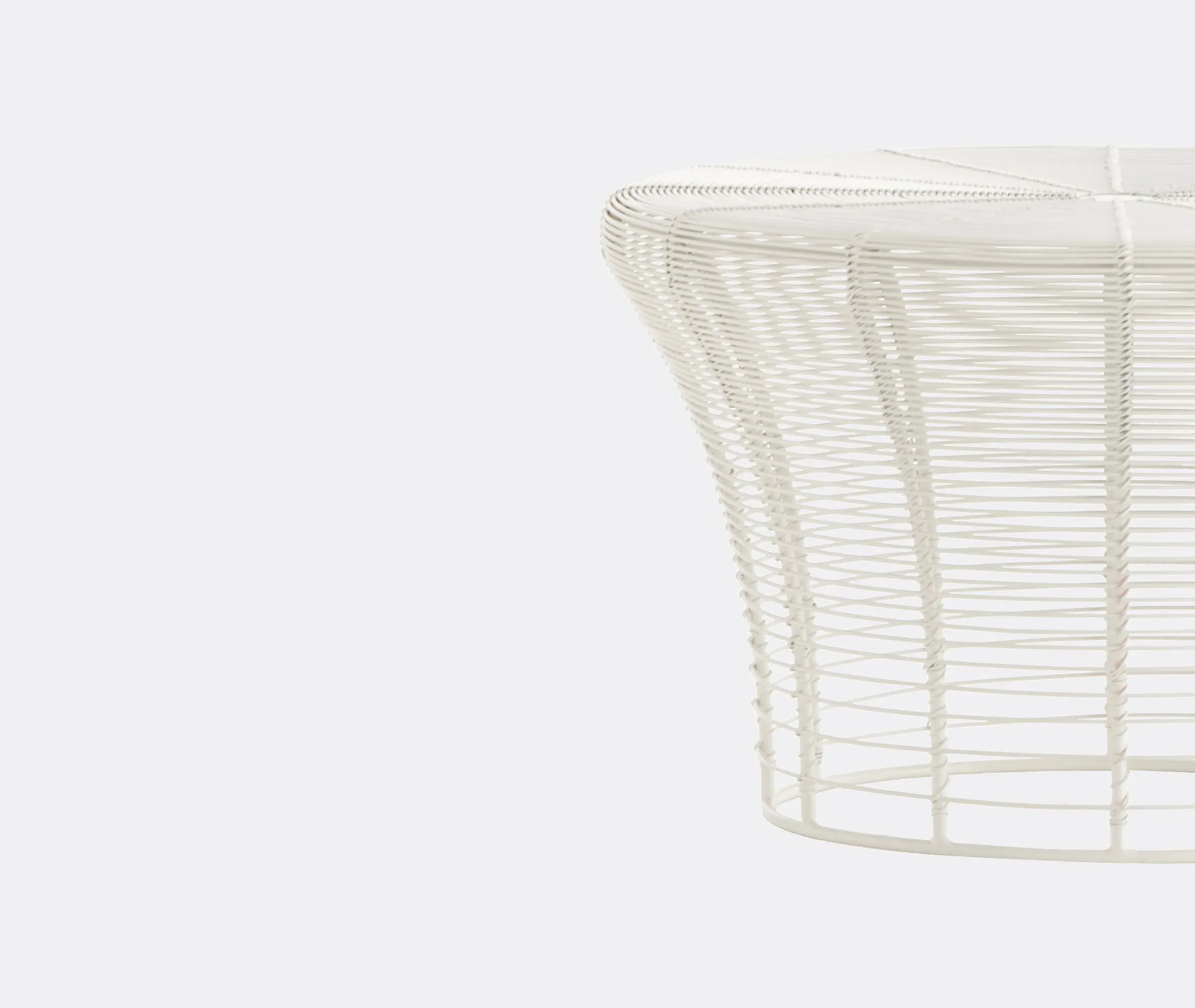 Low Stool - White, Steel Wire
