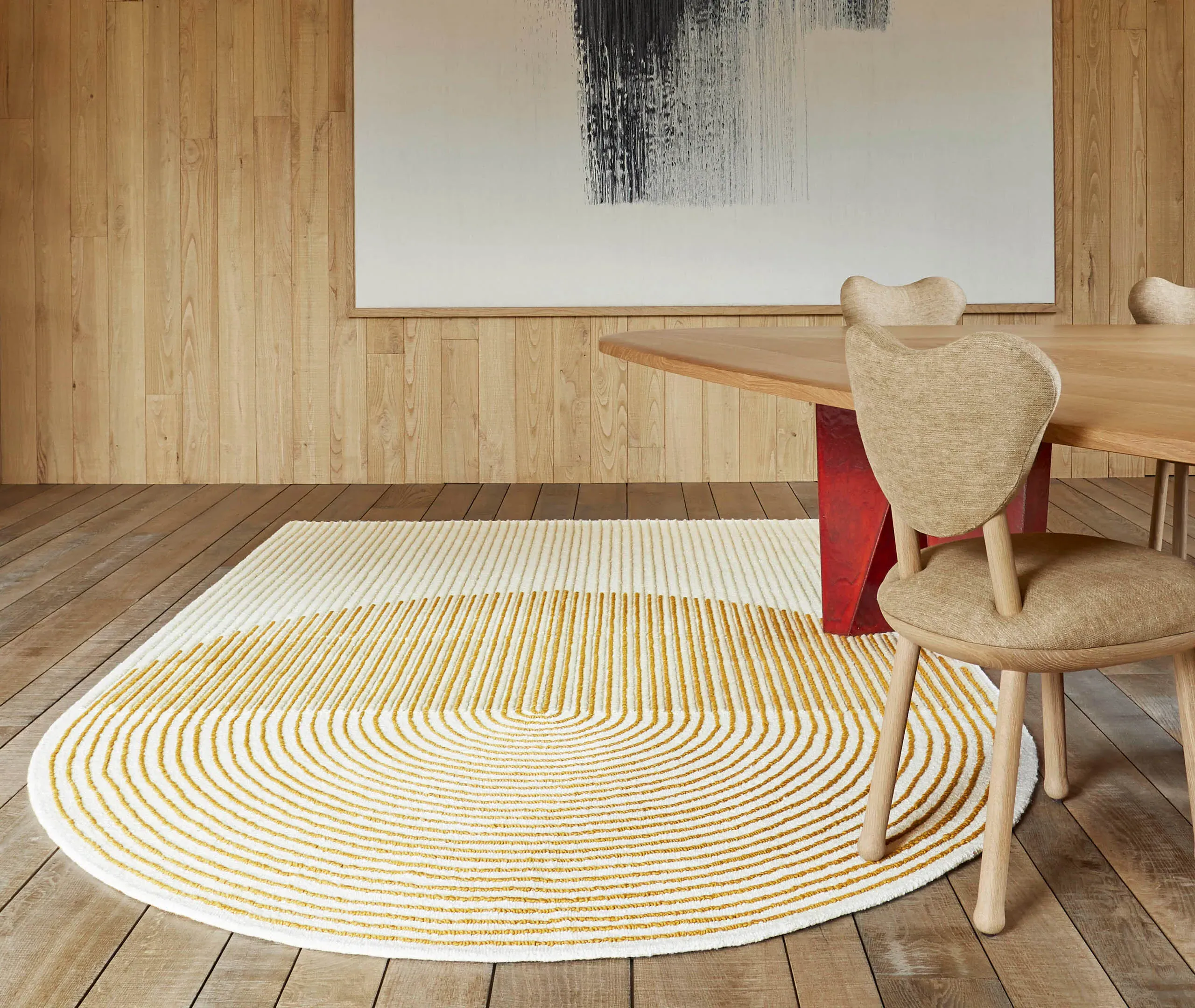 Ply Rug with Textured Pattern - Yellow, Wool