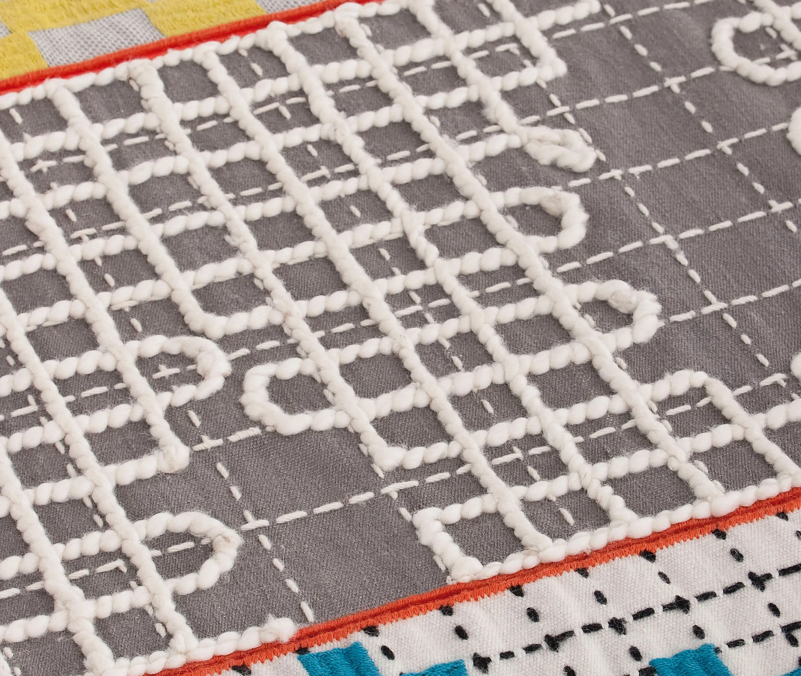 Runner Rug with Hand Embroidery - Multicolor, Wool