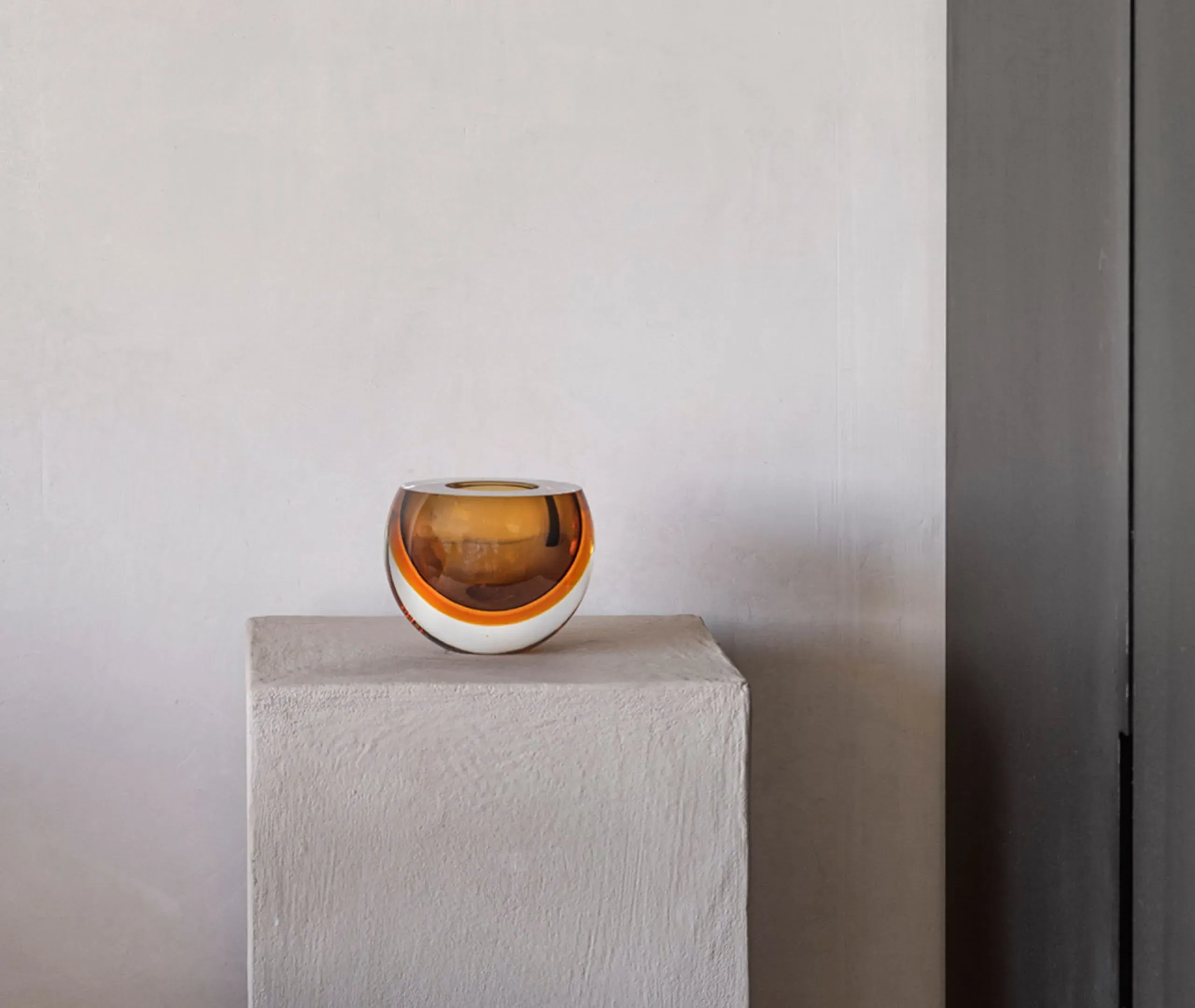 Bowl Drop Vase Flat - Brown, Glass