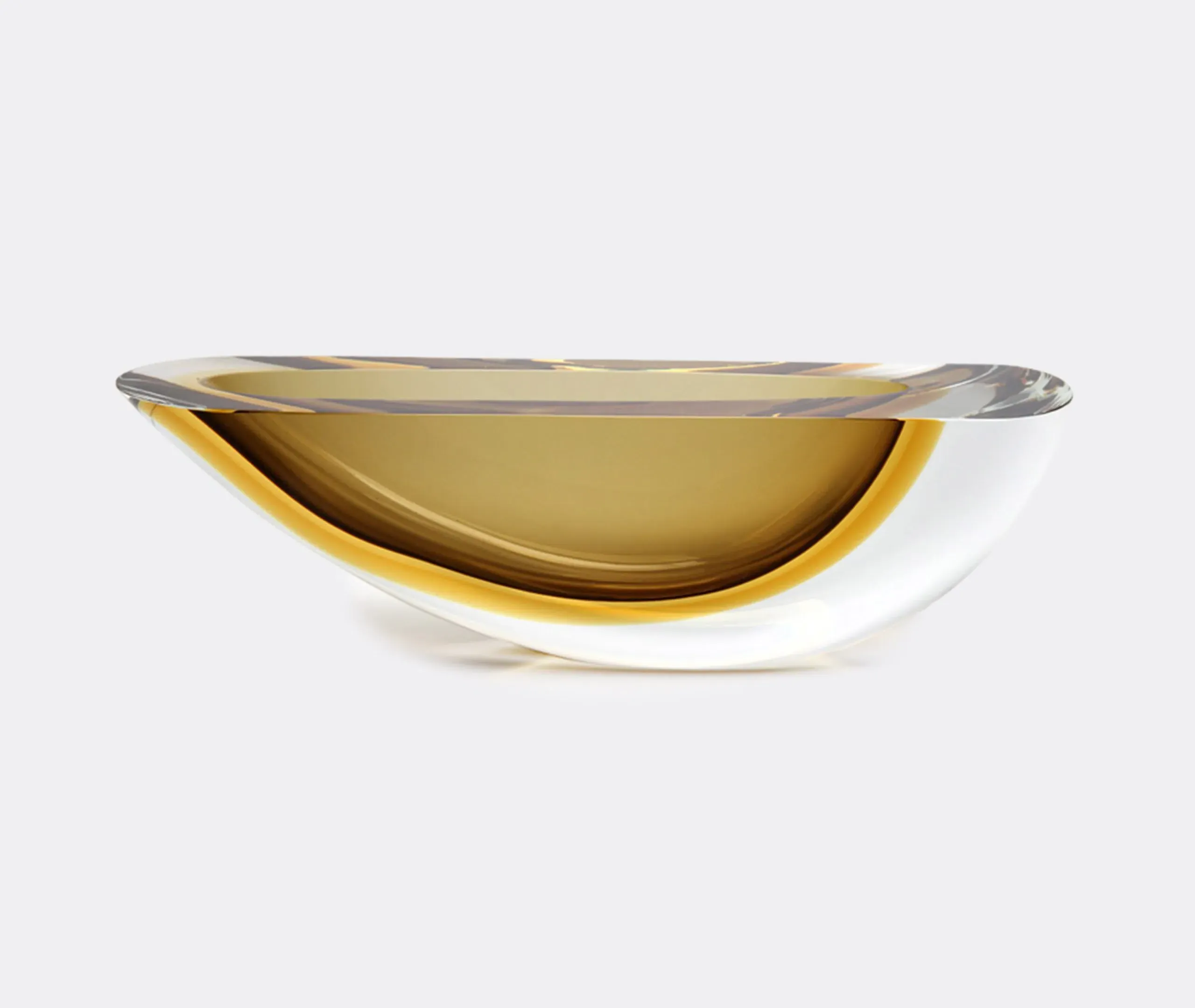 Canoe Vase Mouth Blown - Brown, Glass