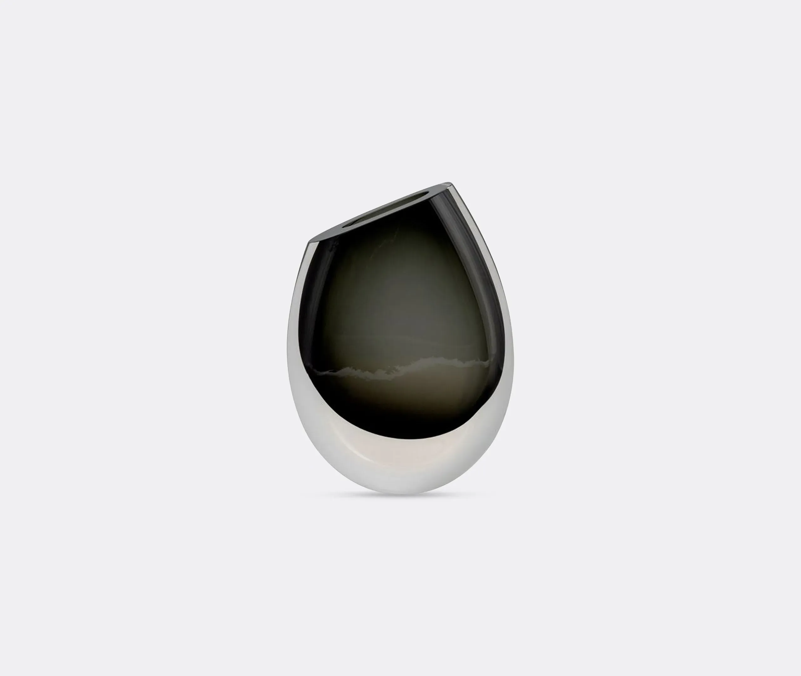 Glass Vase with Angled Opening - Grey, Glass