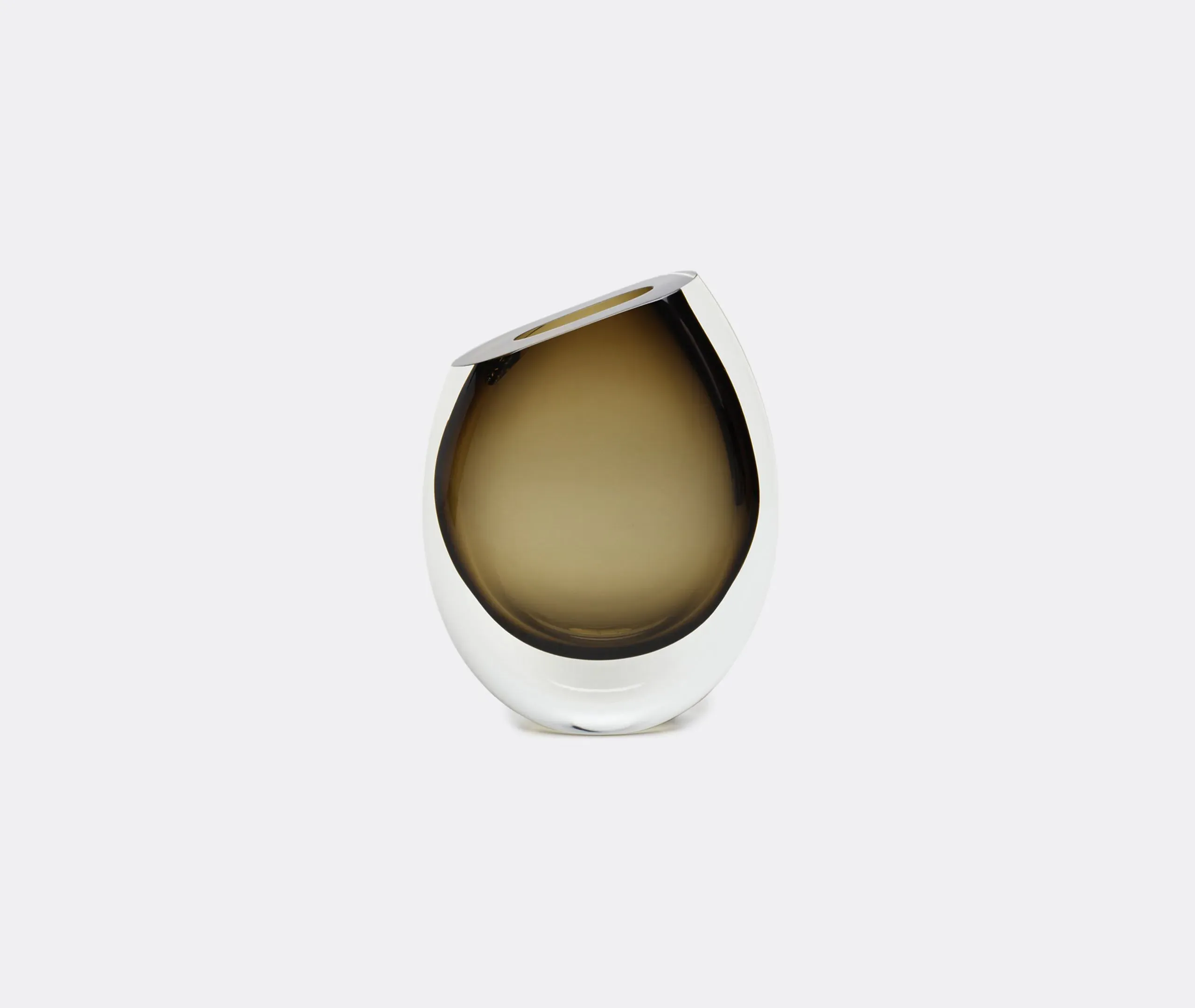 Glass Vase with Diagonal Cut - Fumé, Glass