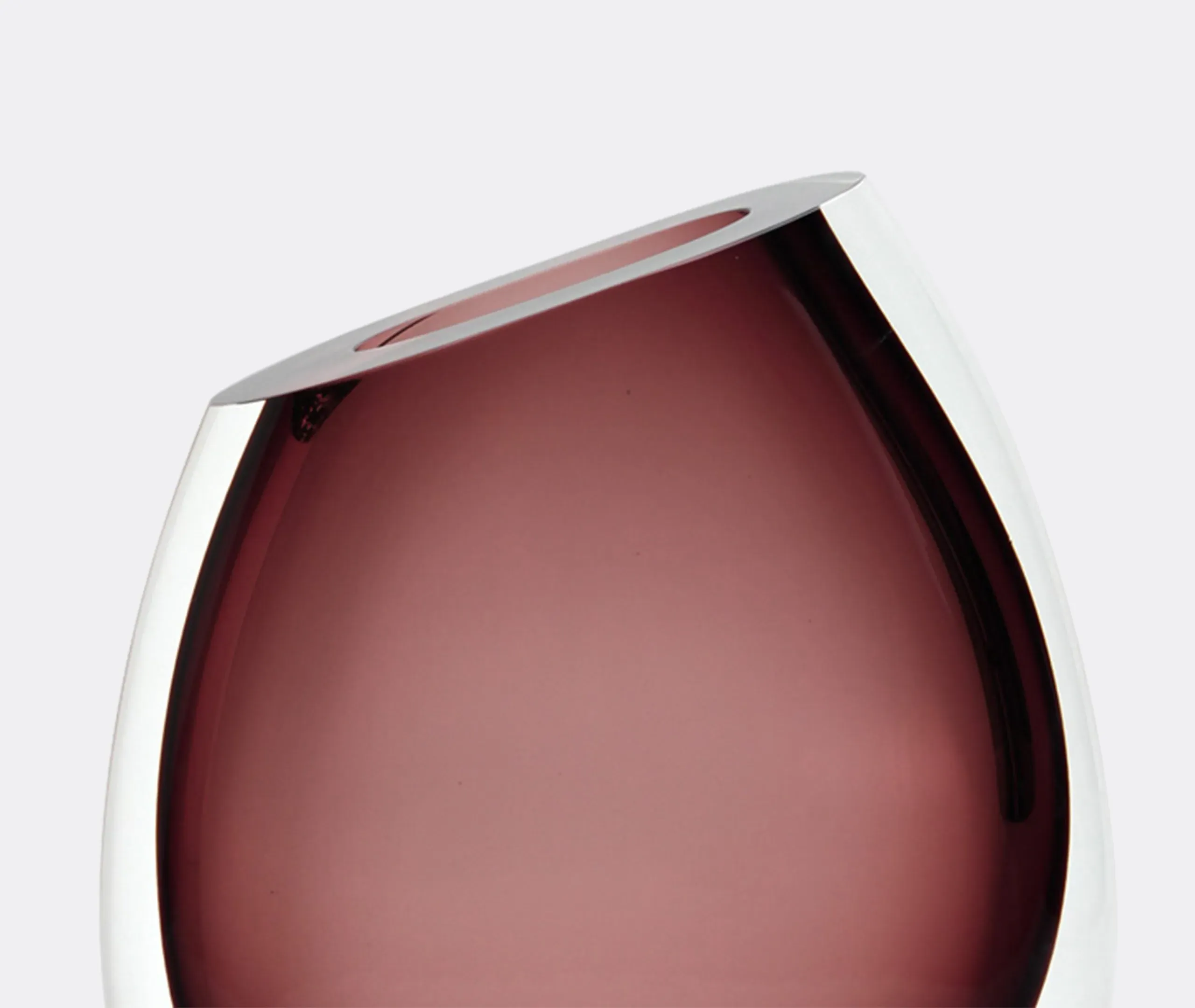 Glass Vase with Diagonal Cut - Purple, Glass