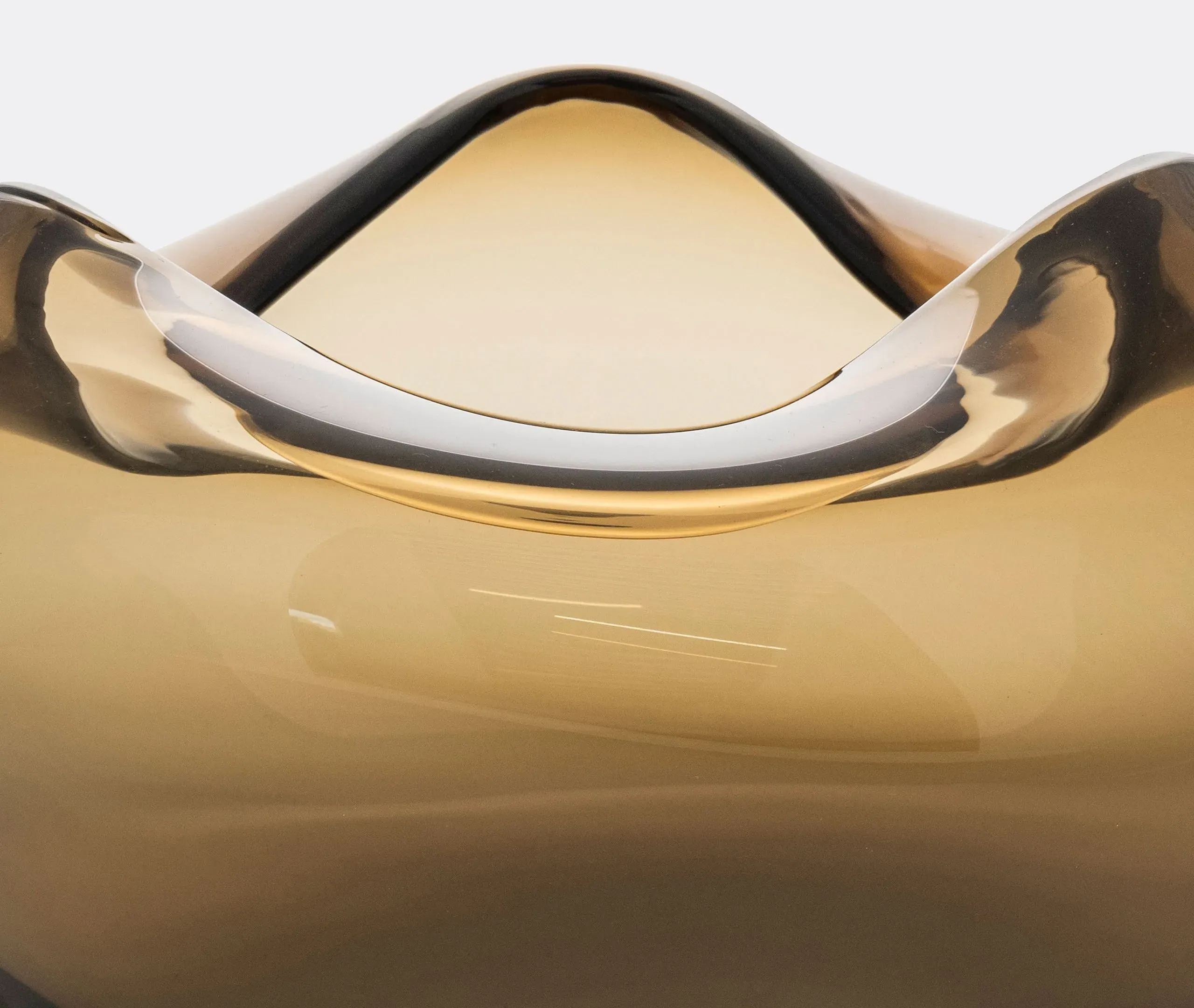 Large Ocean Vase with Wave Design - Fumé, Glass