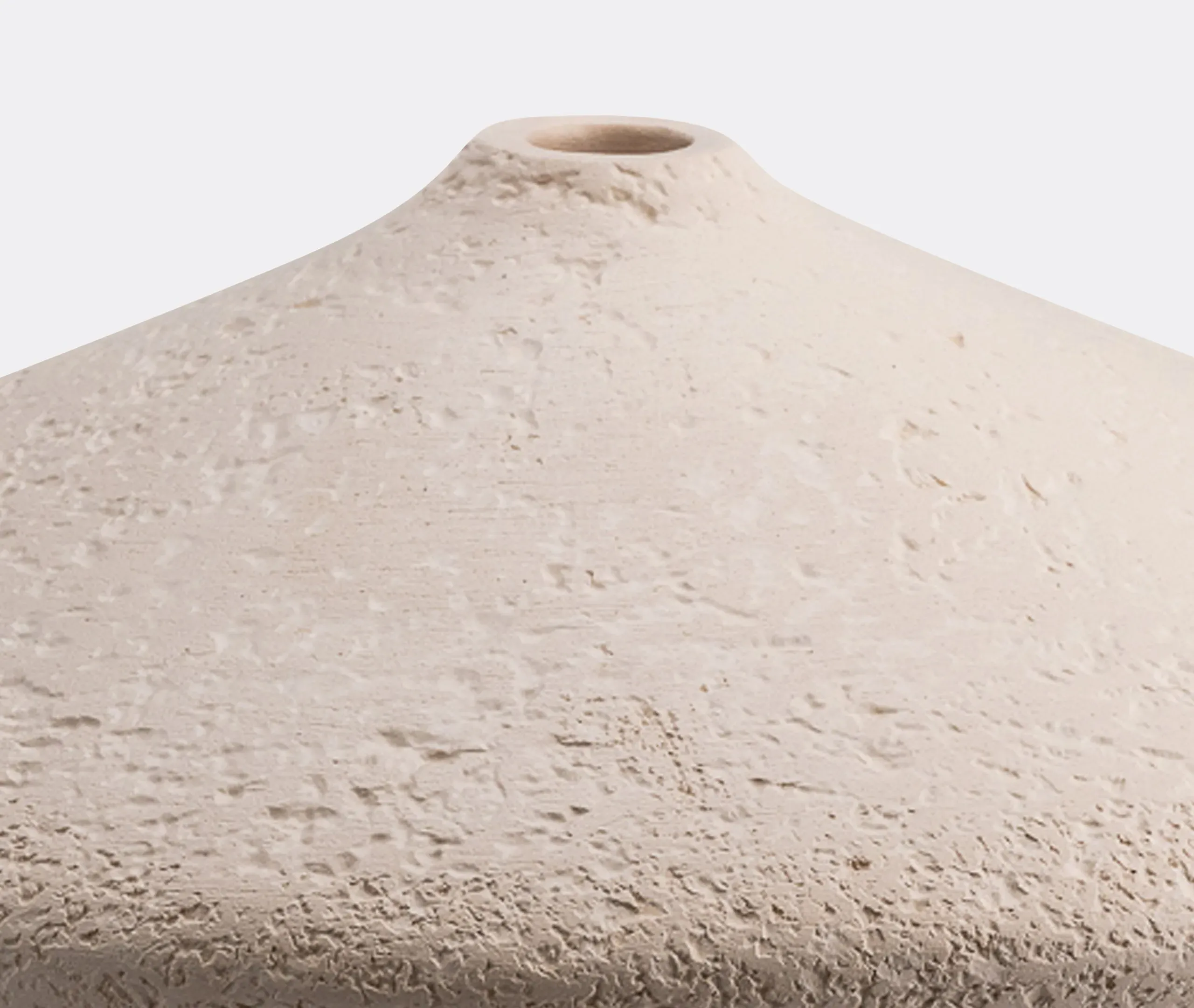 Medium Disc Vase with Textured Surface - White