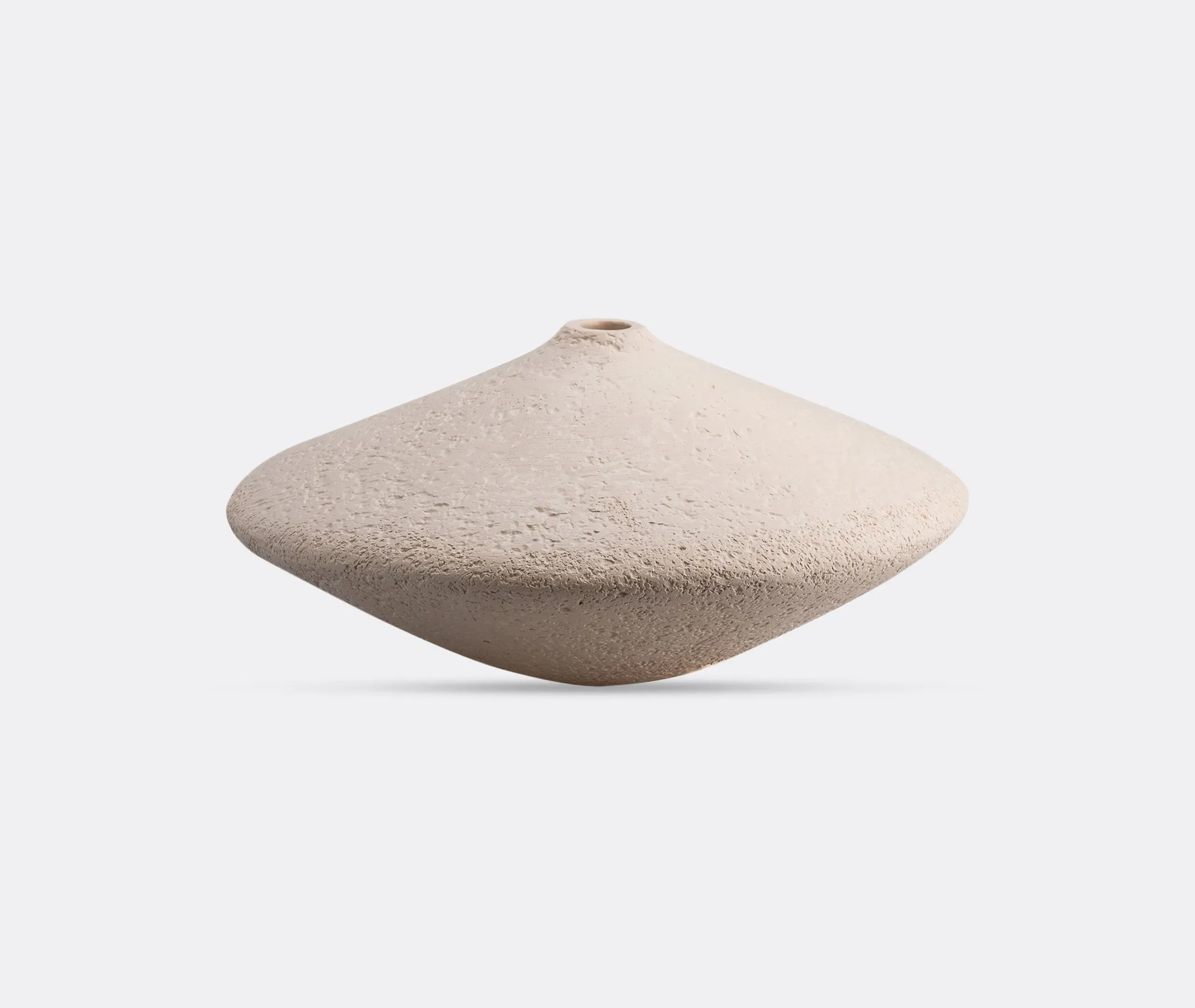 Medium Disc Vase with Textured Surface - White