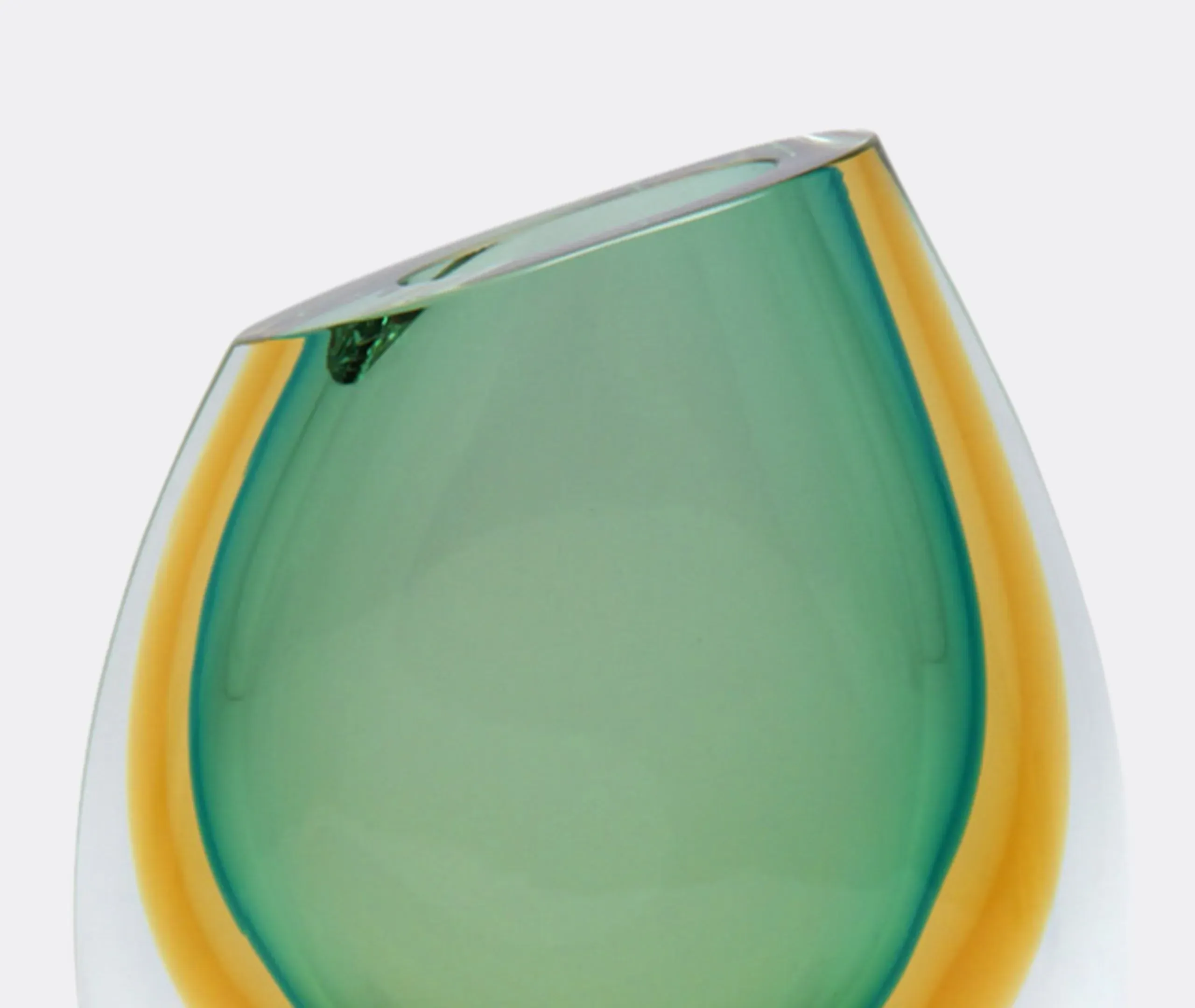 Mini Glass Vase with Diagonal Cut - Green, Glass