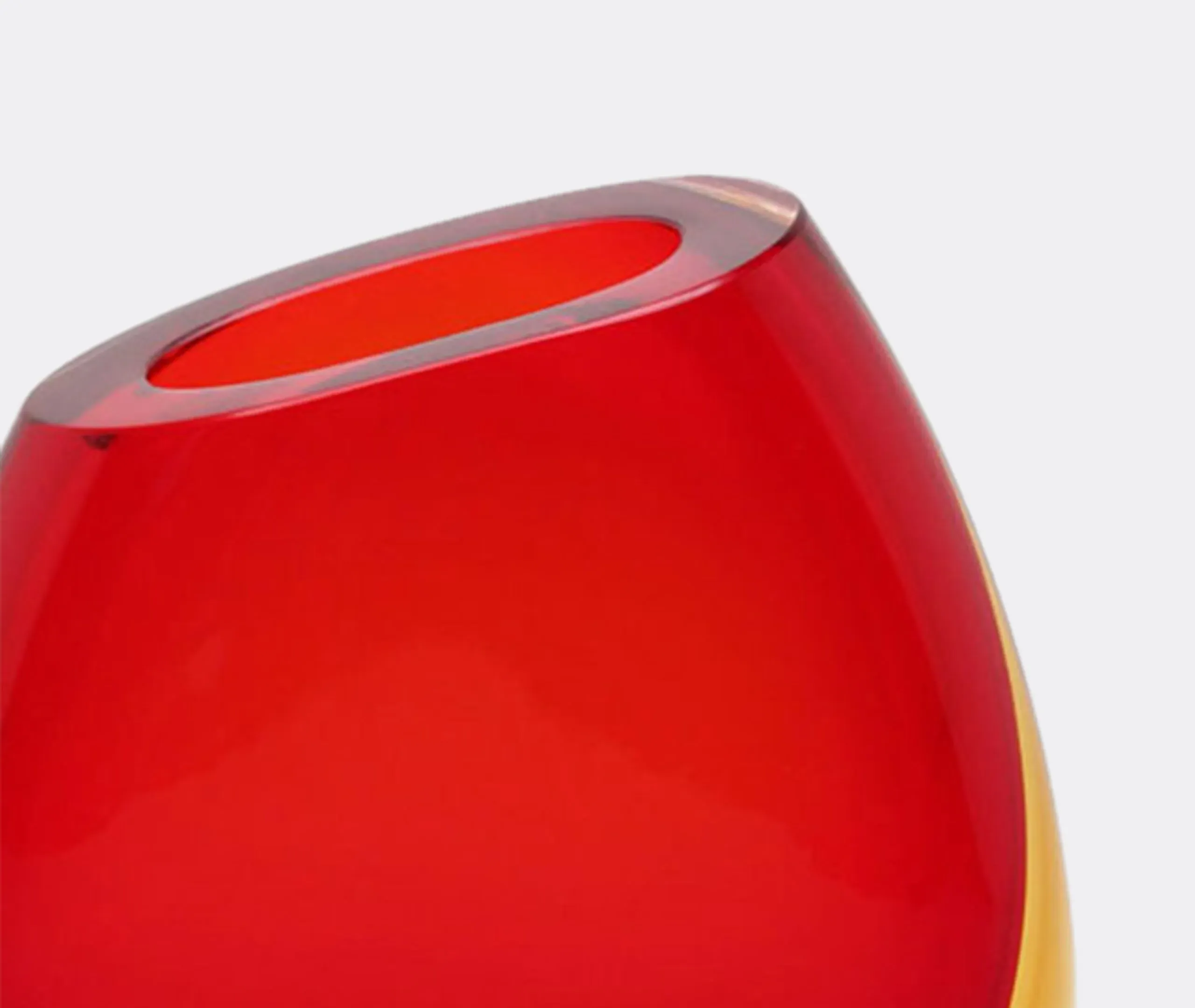 Mini Glass Vase with Diagonal Cut - Red, Glass