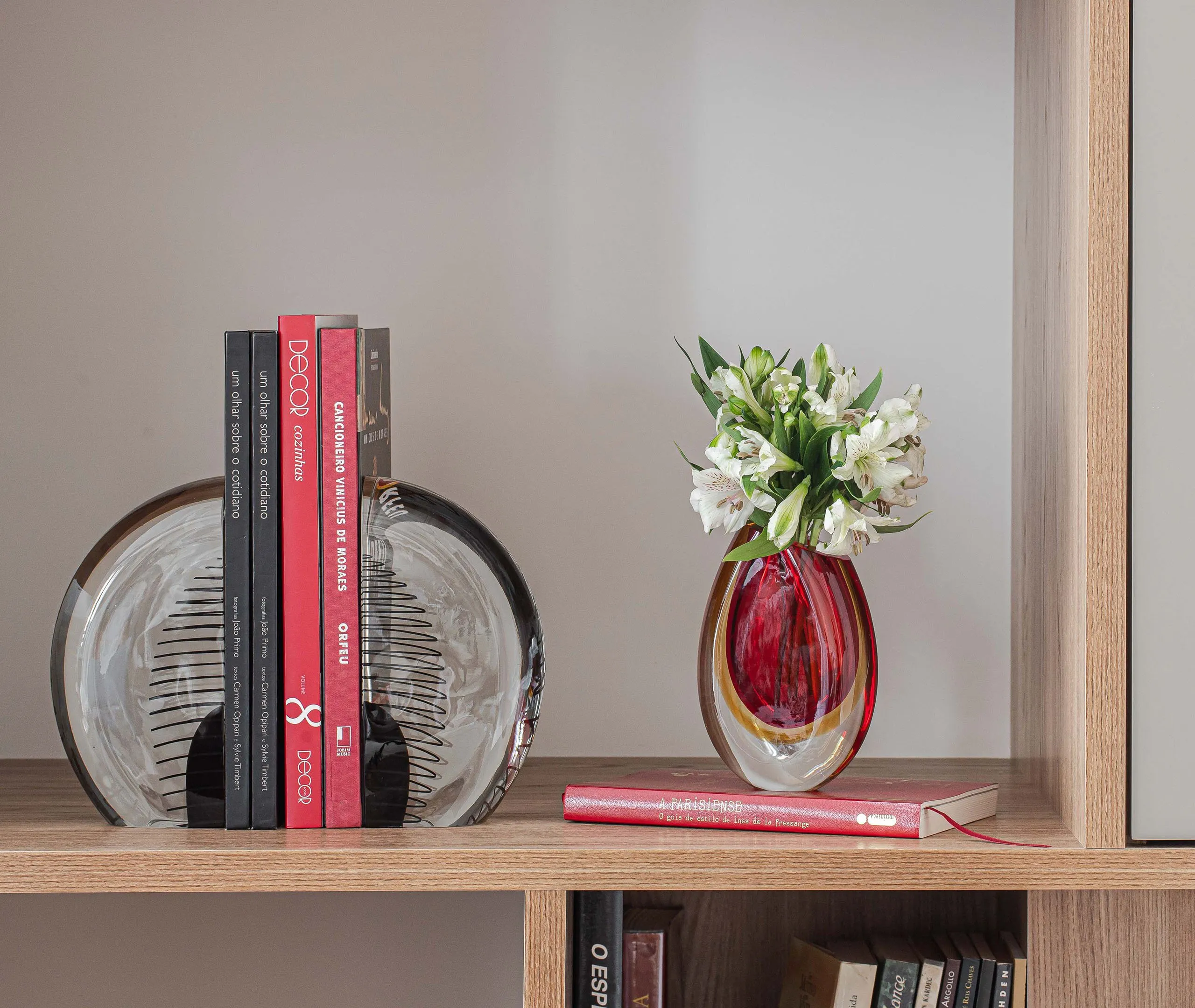 Mini Glass Vase with Diagonal Cut - Red, Glass