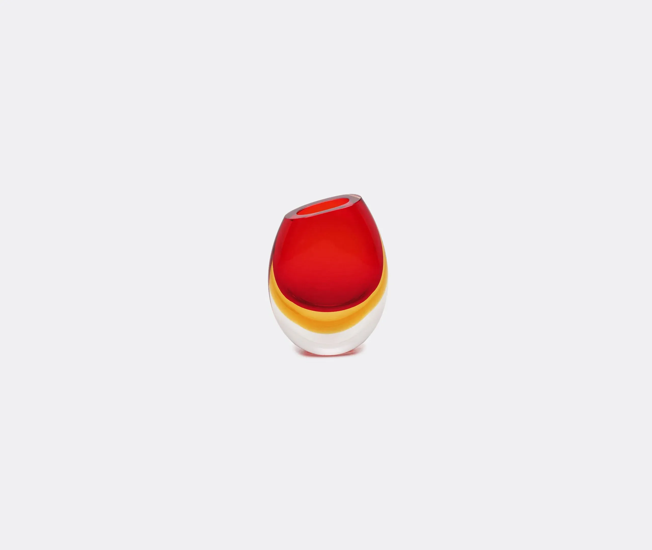 Mini Glass Vase with Diagonal Cut - Red, Glass