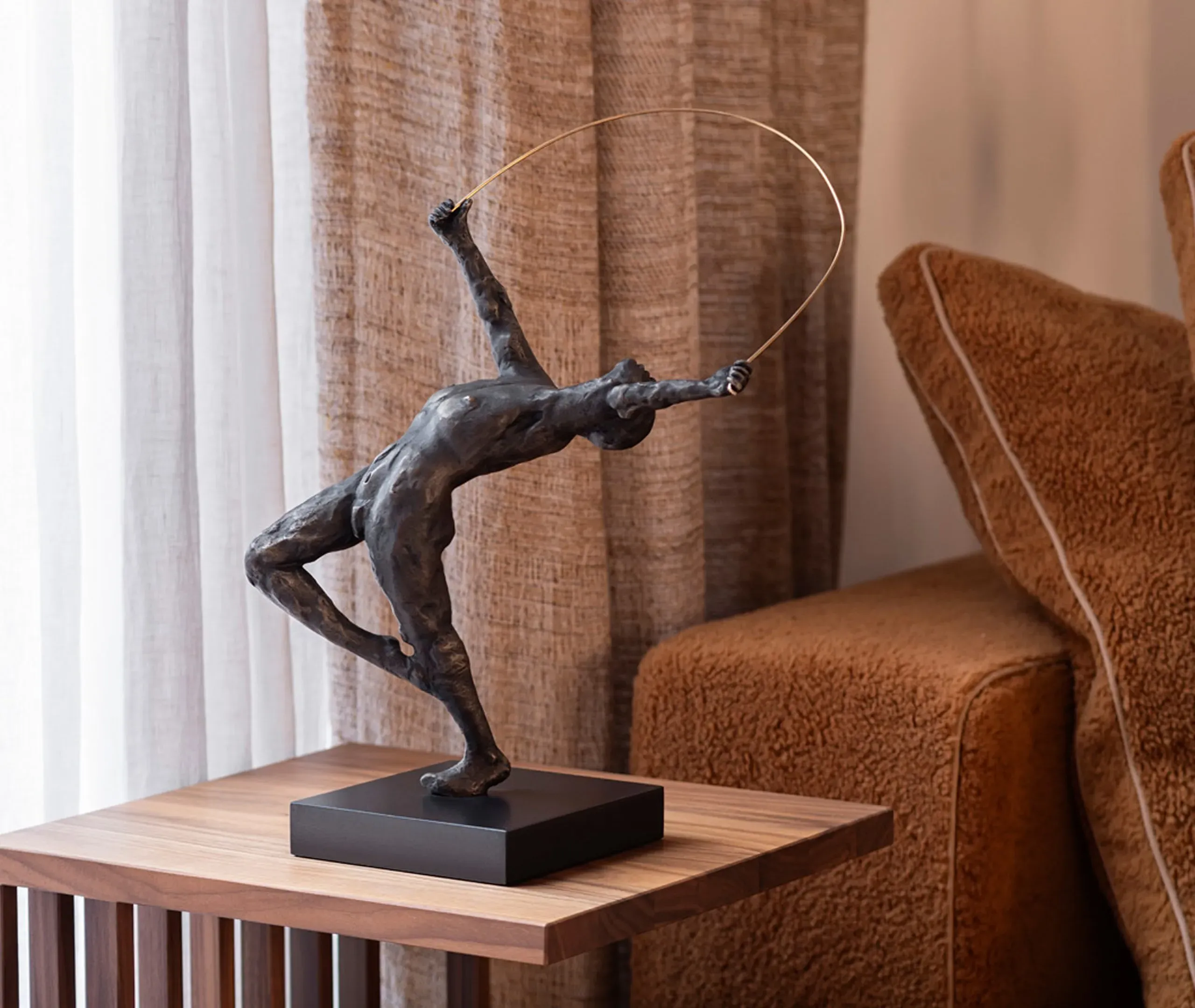 Ribbon Dancer Sculpture - Brown, Cast Bronze