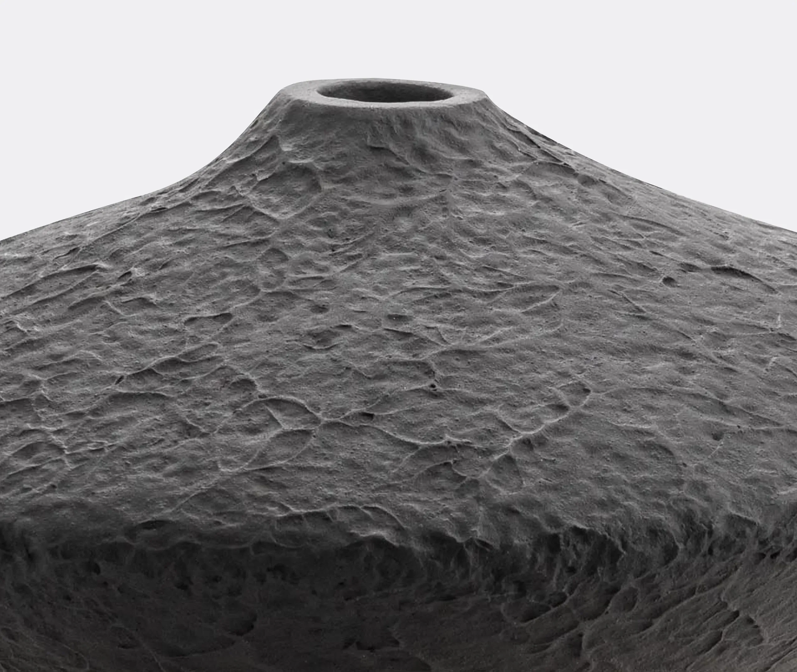Small Disc Vase with Textured Surface - Black
